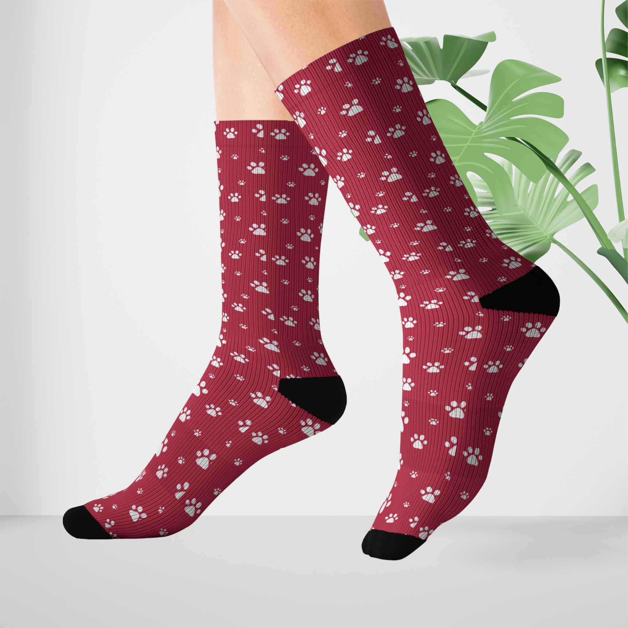 Holiday Pet Footsteps Sublimation Socks Holiday Pet Footsteps Sublimation Socks