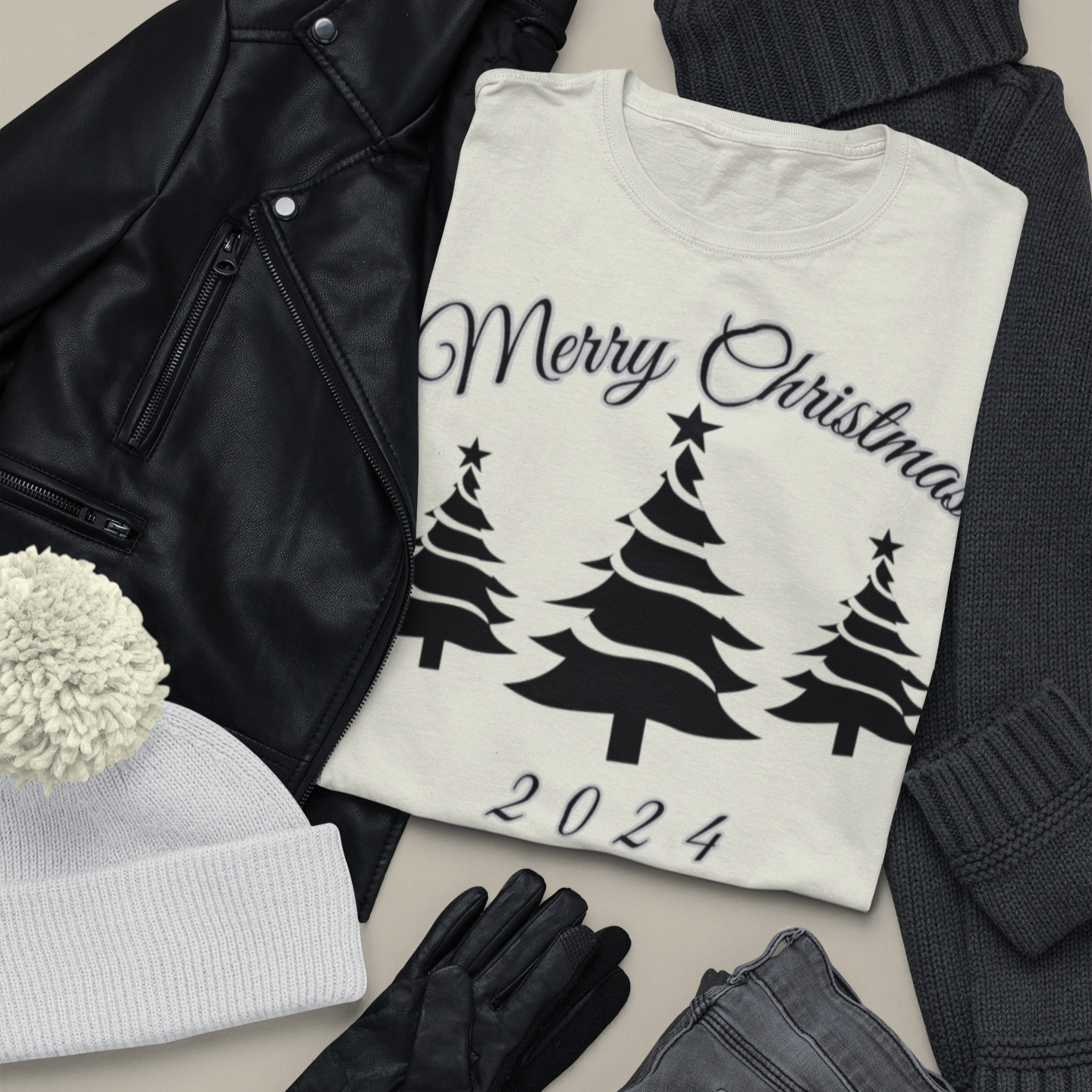 Merry Christmas themed Unisex Tee product thumbnail image Merry Christmas themed Unisex Tee product thumbnail image