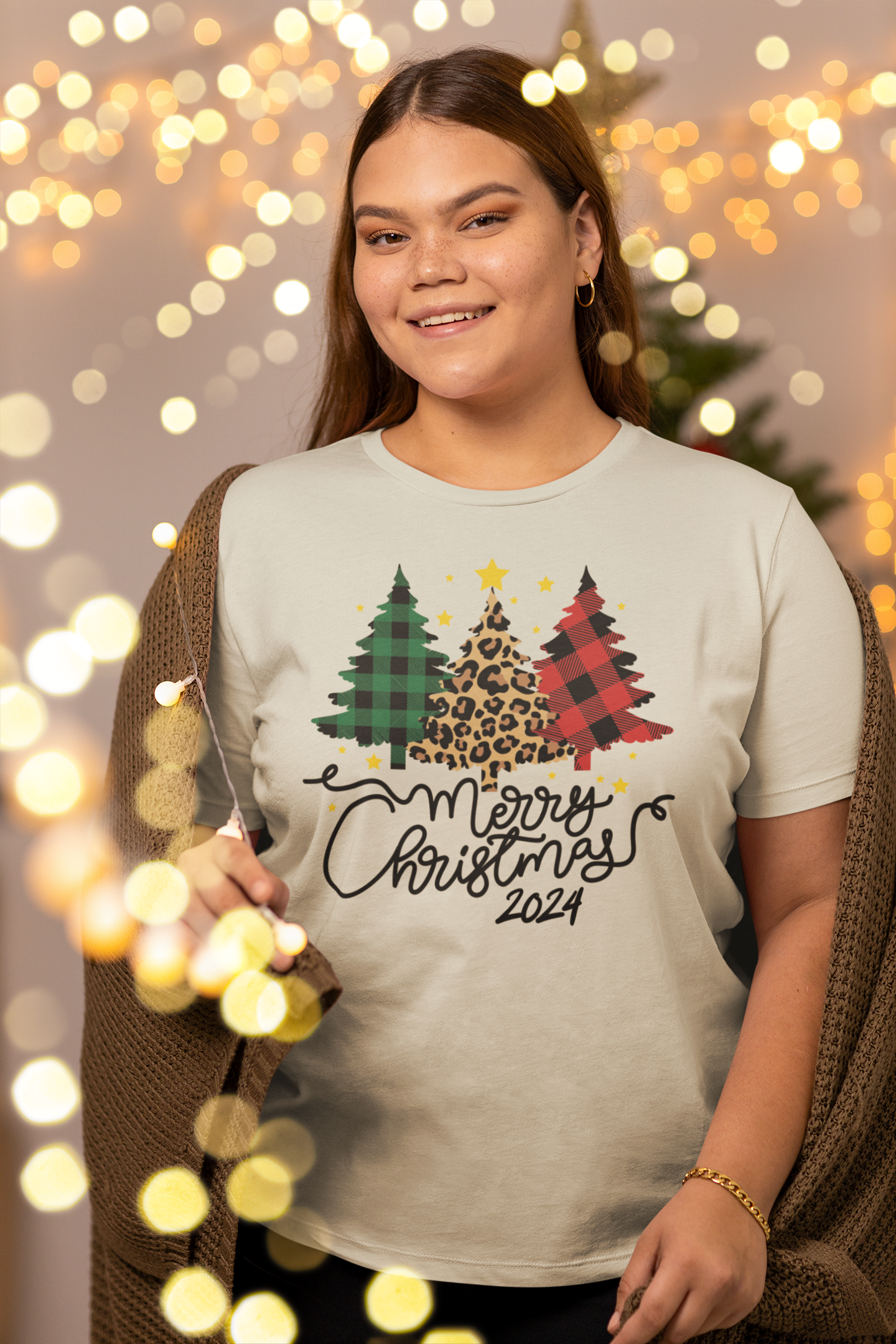 Merry Christmas 2024 Plaid and Cheetah Print Unisex tee product thumbnail image Merry Christmas 2024 Plaid and Cheetah Print Unisex tee product thumbnail image