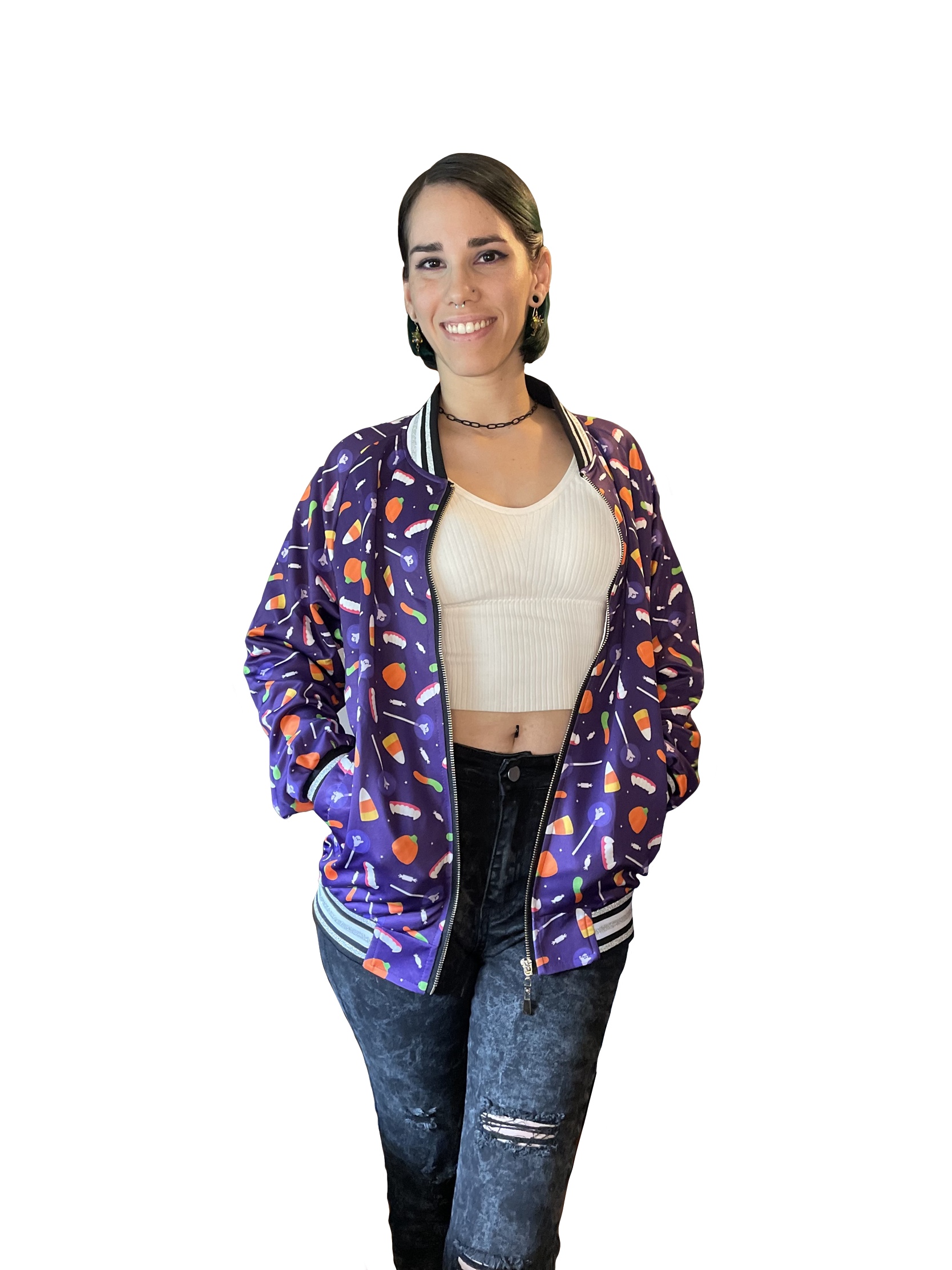 Trick or Treat AOP Women's Varsity Jacket Trick or Treat AOP Women's Varsity Jacket