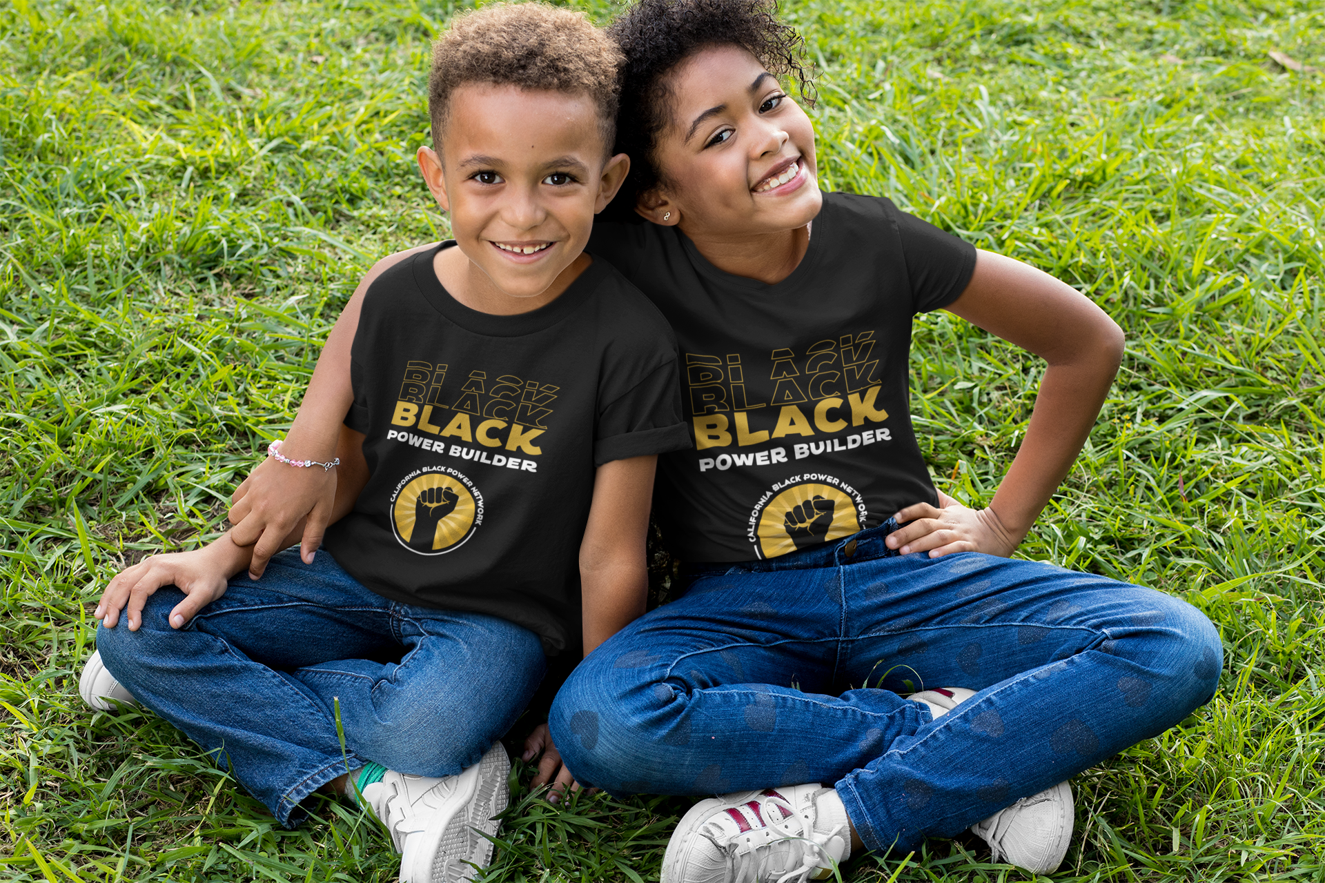 Black Power Builder Kids Softstyle Tee