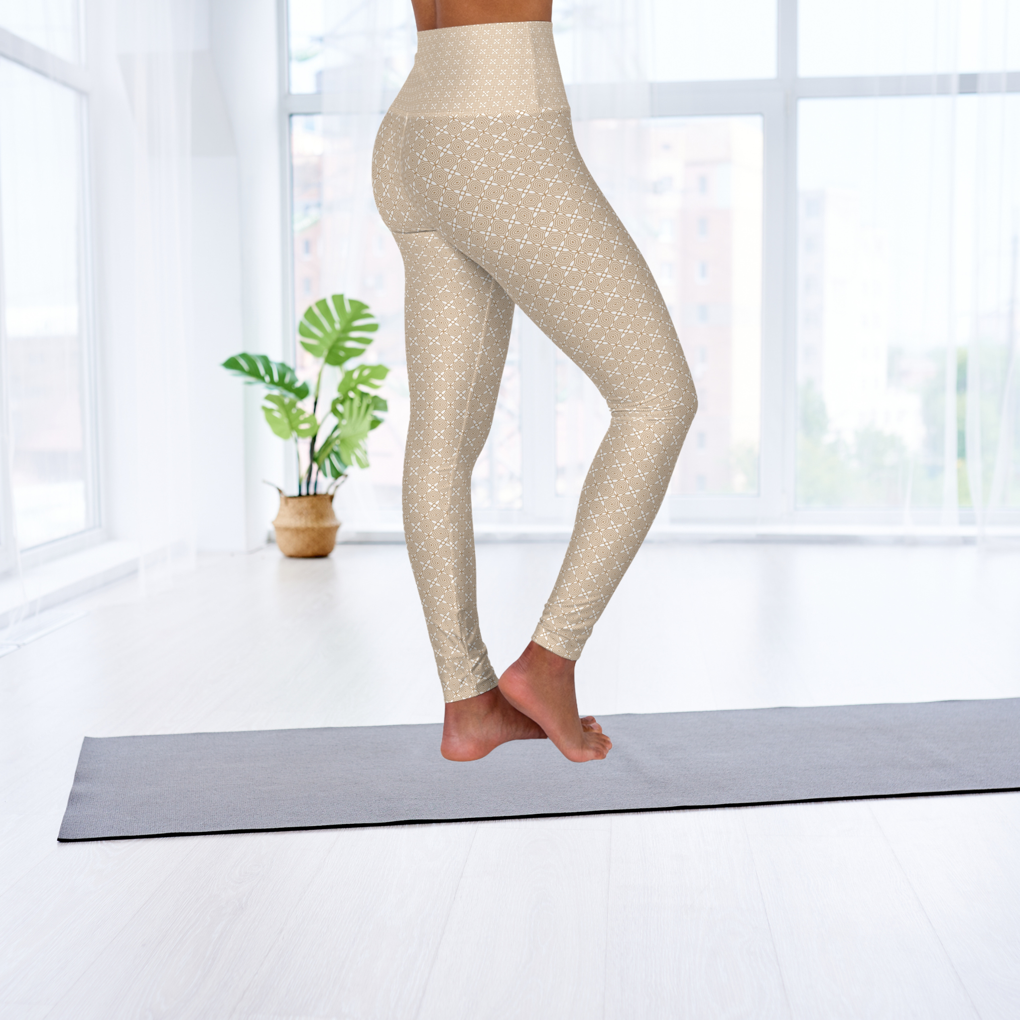 Beige Pattern Yoga Leggings product thumbnail image Beige Pattern Yoga Leggings product thumbnail image