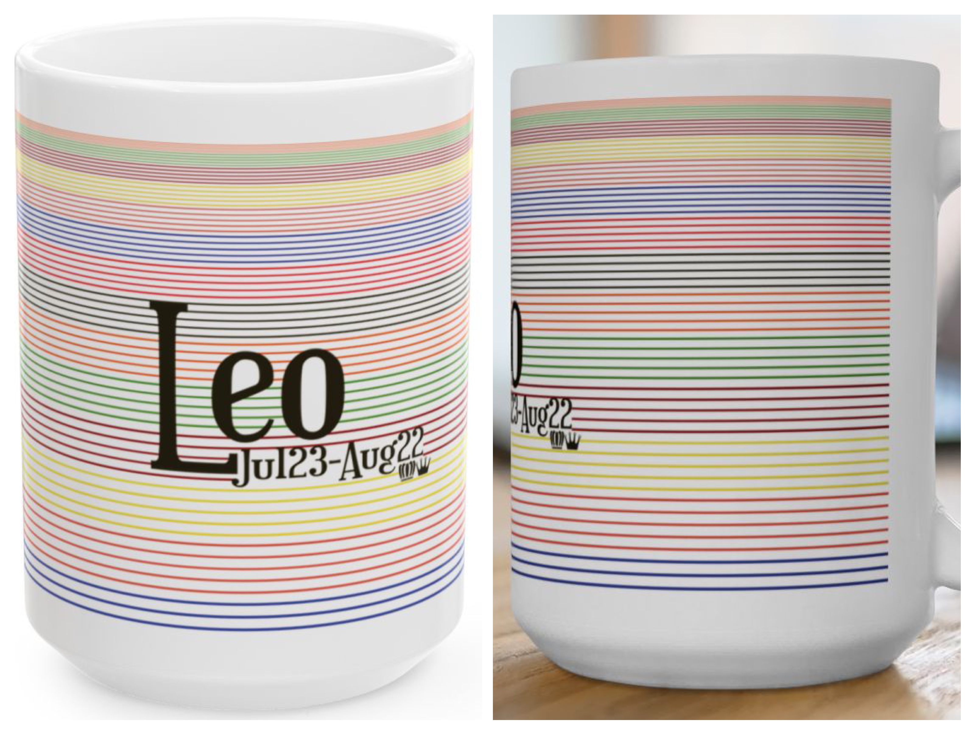 Leo Striped Design Ceramic Mug, (11oz, 15oz) Leo Striped Design Ceramic Mug, (11oz, 15oz)