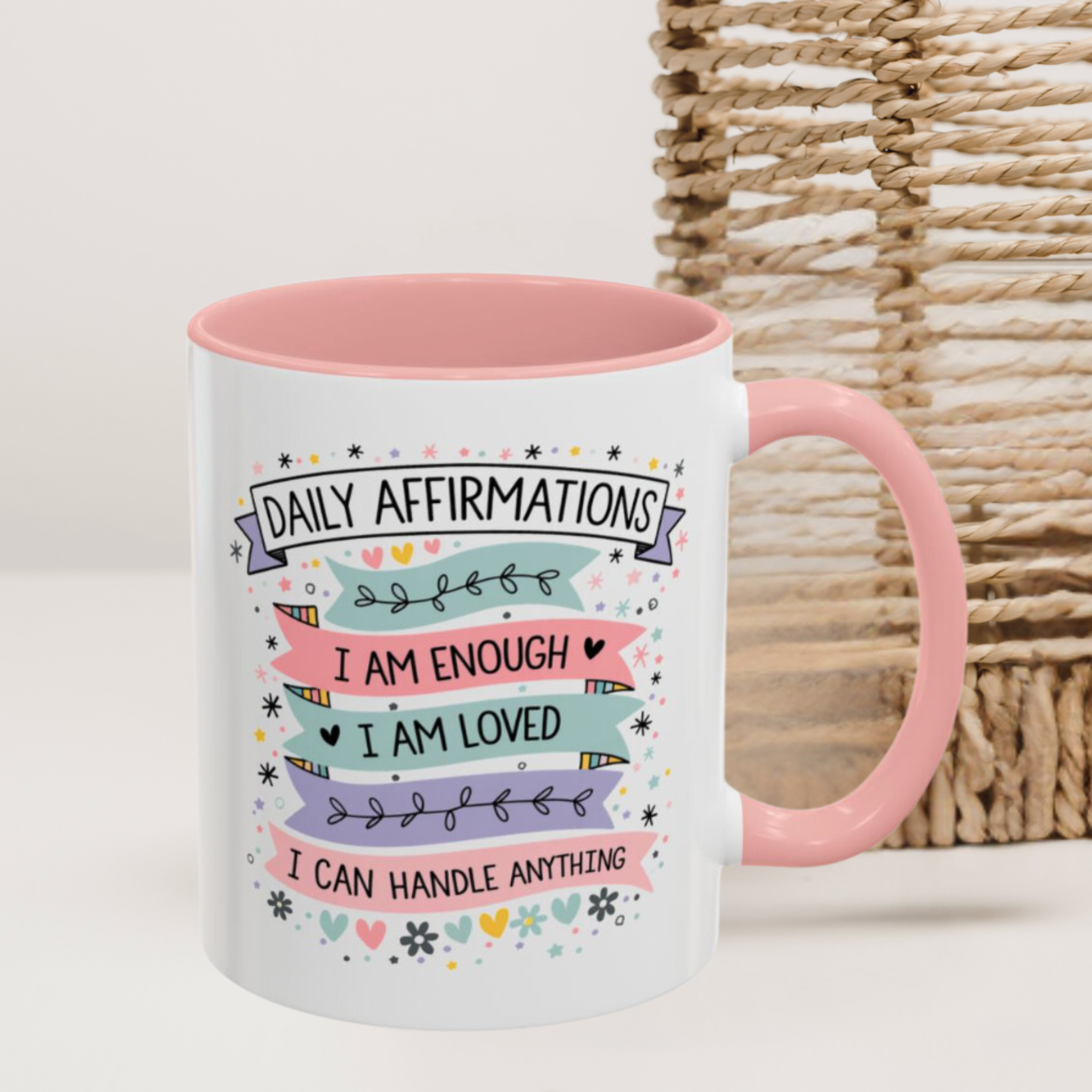 Daily Affirmation Accent Mug, Positive Quote Coffee Cup, Inspirational Tea Mug, Motivational Drinkware, Empowering Beverageware product thumbnail image