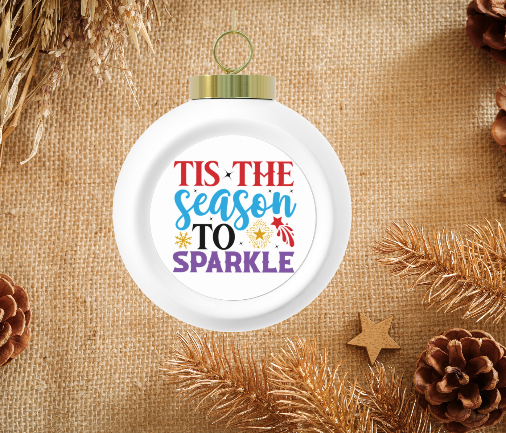 Christmas Ornament, Tis the Season Ball Ornament, Holiday Decor, Tree Bell Back, Festive Decoration, Xmas Bauble product thumbnail image