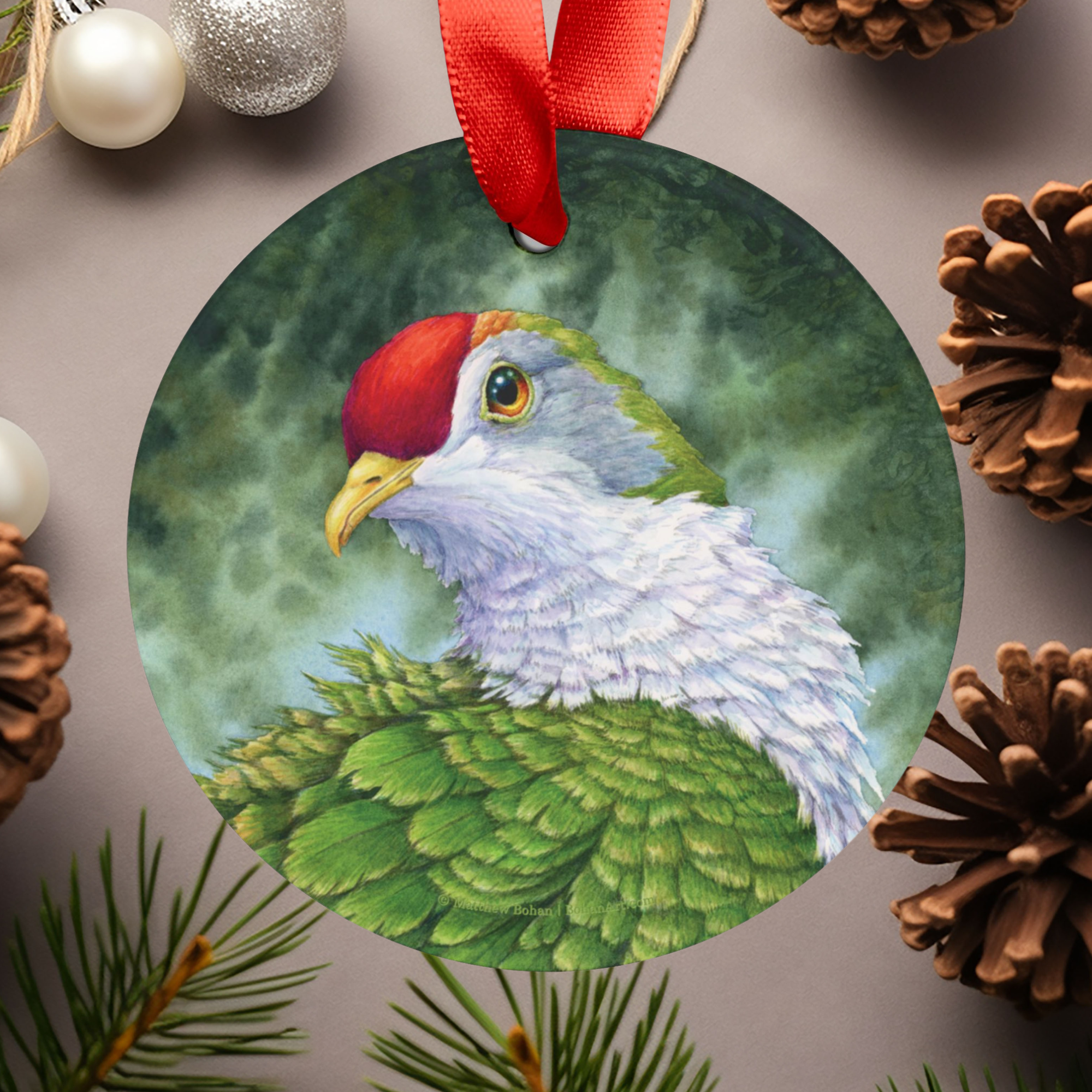Beautiful Fruit Dove Christmas Ornament | Crimson-capped Fruit Dove Art | Tree Ornament | Nature Gift for Bird Lovers | Rose-fronted Pigeon product thumbnail image Beautiful Fruit Dove Christmas Ornament | Crimson-capped Fruit Dove Art | Tree Ornament | Nature Gift for Bird Lovers | Rose-fronted Pigeon product thumbnail image