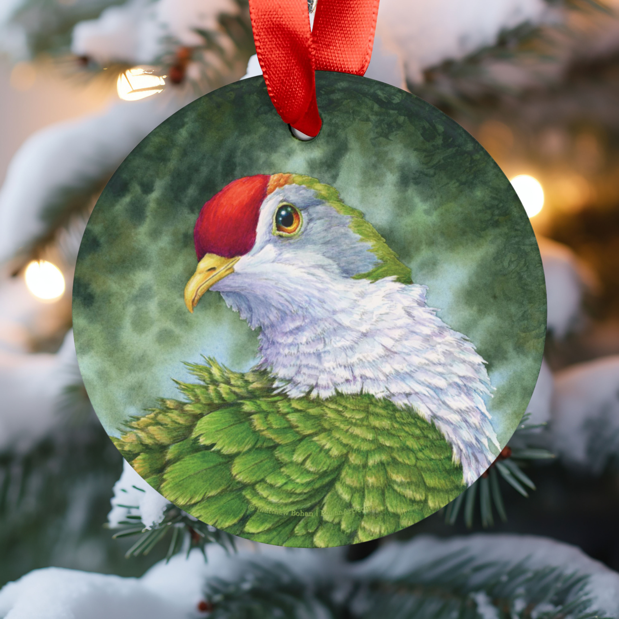 Beautiful Fruit Dove Christmas Ornament | Crimson-capped Fruit Dove Art | Tree Ornament | Nature Gift for Bird Lovers | Rose-fronted Pigeon product thumbnail image Beautiful Fruit Dove Christmas Ornament | Crimson-capped Fruit Dove Art | Tree Ornament | Nature Gift for Bird Lovers | Rose-fronted Pigeon product thumbnail image