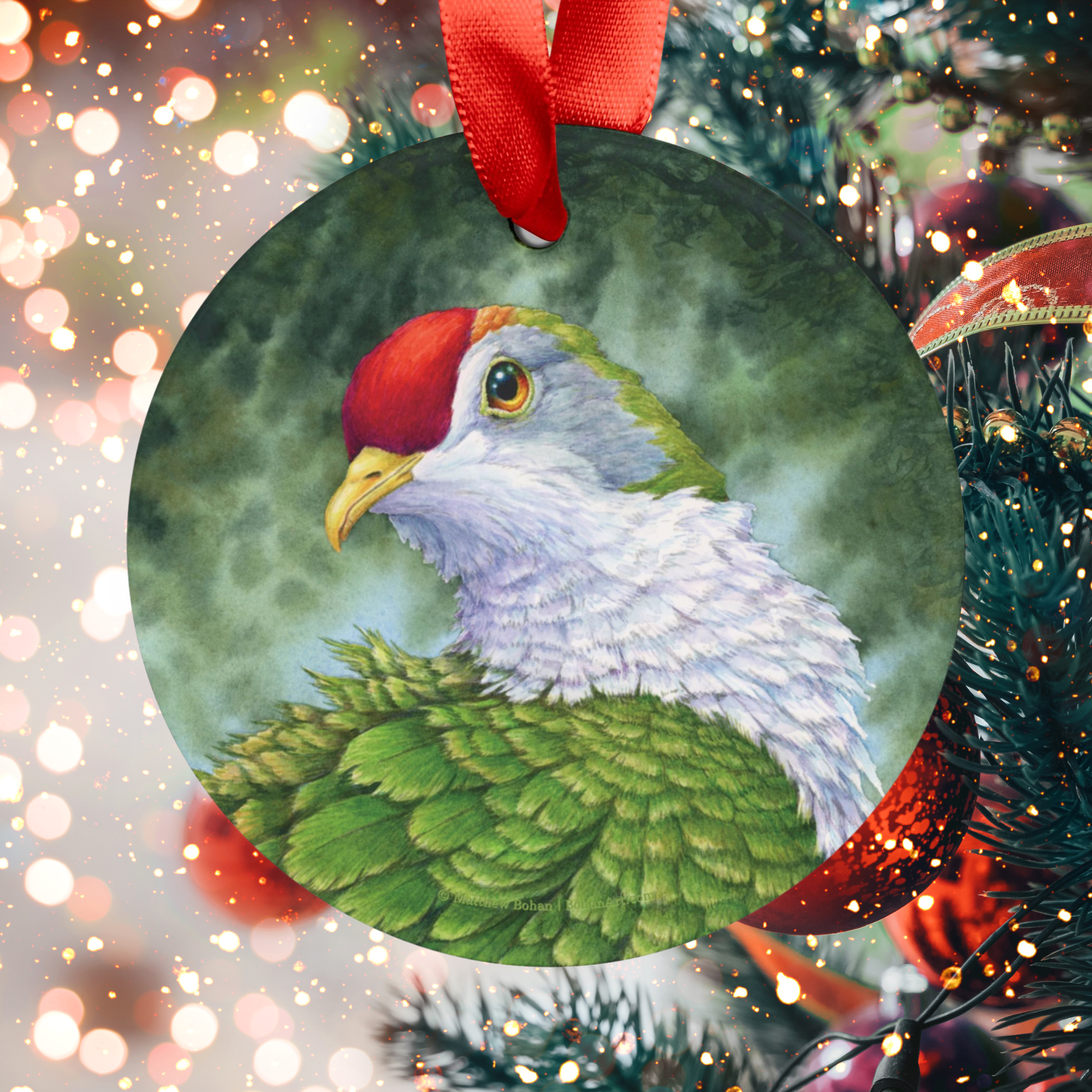 Beautiful Fruit Dove Christmas Ornament | Crimson-capped Fruit Dove Art | Tree Ornament | Nature Gift for Bird Lovers | Rose-fronted Pigeon product thumbnail image Beautiful Fruit Dove Christmas Ornament | Crimson-capped Fruit Dove Art | Tree Ornament | Nature Gift for Bird Lovers | Rose-fronted Pigeon product thumbnail image