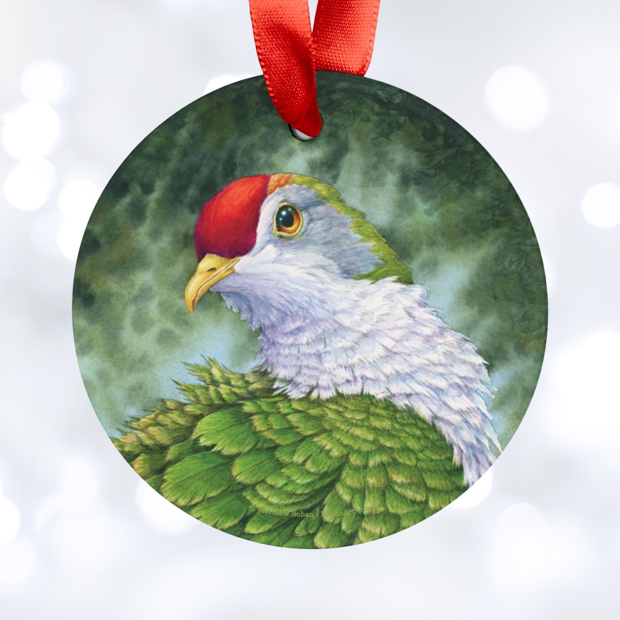 Beautiful Fruit Dove Christmas Ornament | Crimson-capped Fruit Dove Art | Tree Ornament | Nature Gift for Bird Lovers | Rose-fronted Pigeon product thumbnail image