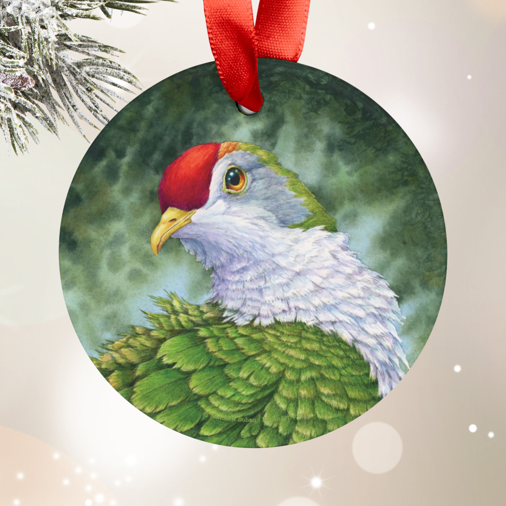 Beautiful Fruit Dove Christmas Ornament | Crimson-capped Fruit Dove Art | Tree Ornament | Nature Gift for Bird Lovers | Rose-fronted Pigeon product thumbnail image Beautiful Fruit Dove Christmas Ornament | Crimson-capped Fruit Dove Art | Tree Ornament | Nature Gift for Bird Lovers | Rose-fronted Pigeon product thumbnail image