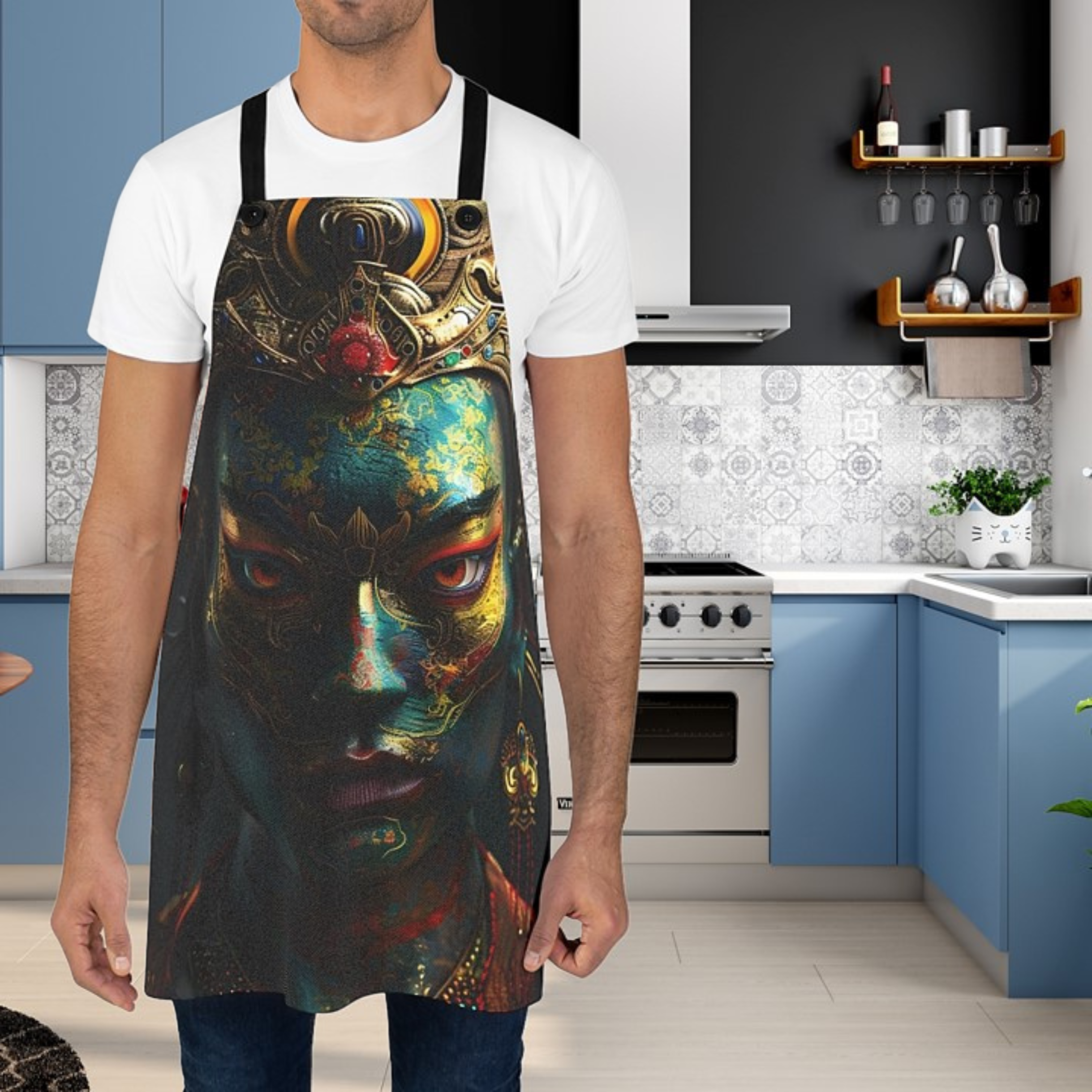 Balinese Warrior with Gold Ornaments Apron (AOP)