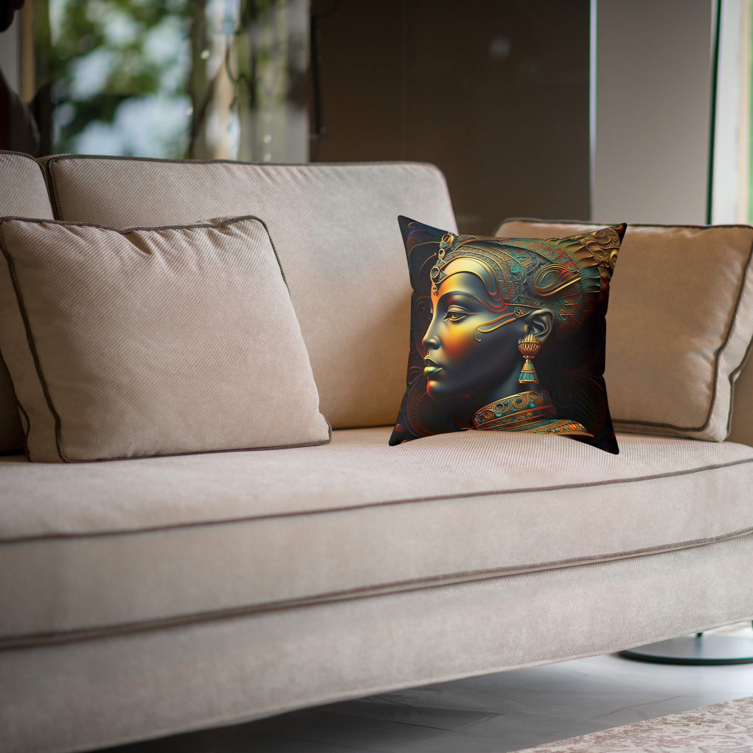 Nefertiti Egyptian Goddess Square Pillow