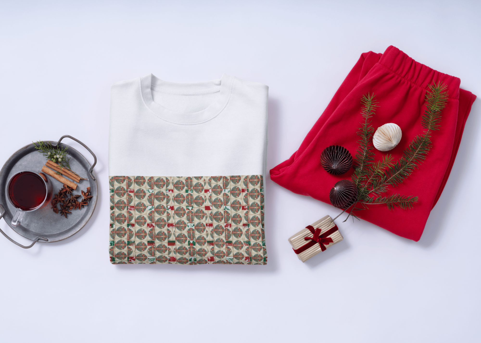 Cozy Grateful Men's Pajama Set with Festive Print product thumbnail image Cozy Grateful Men's Pajama Set with Festive Print product thumbnail image