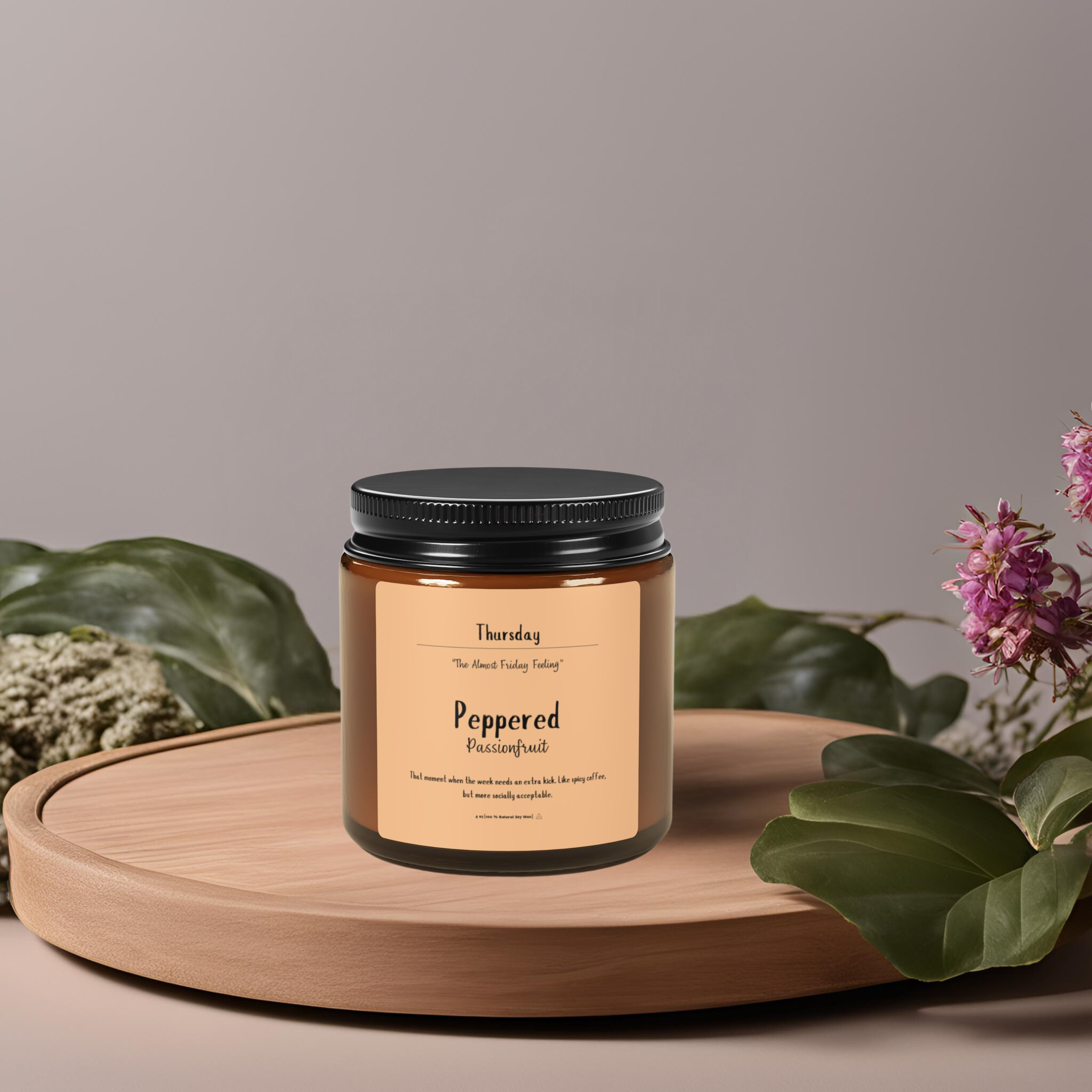 Peppered Passionfruit Scented Soy Candle | Midweek Momentum | Daily Reminder Collection | Amber Jar