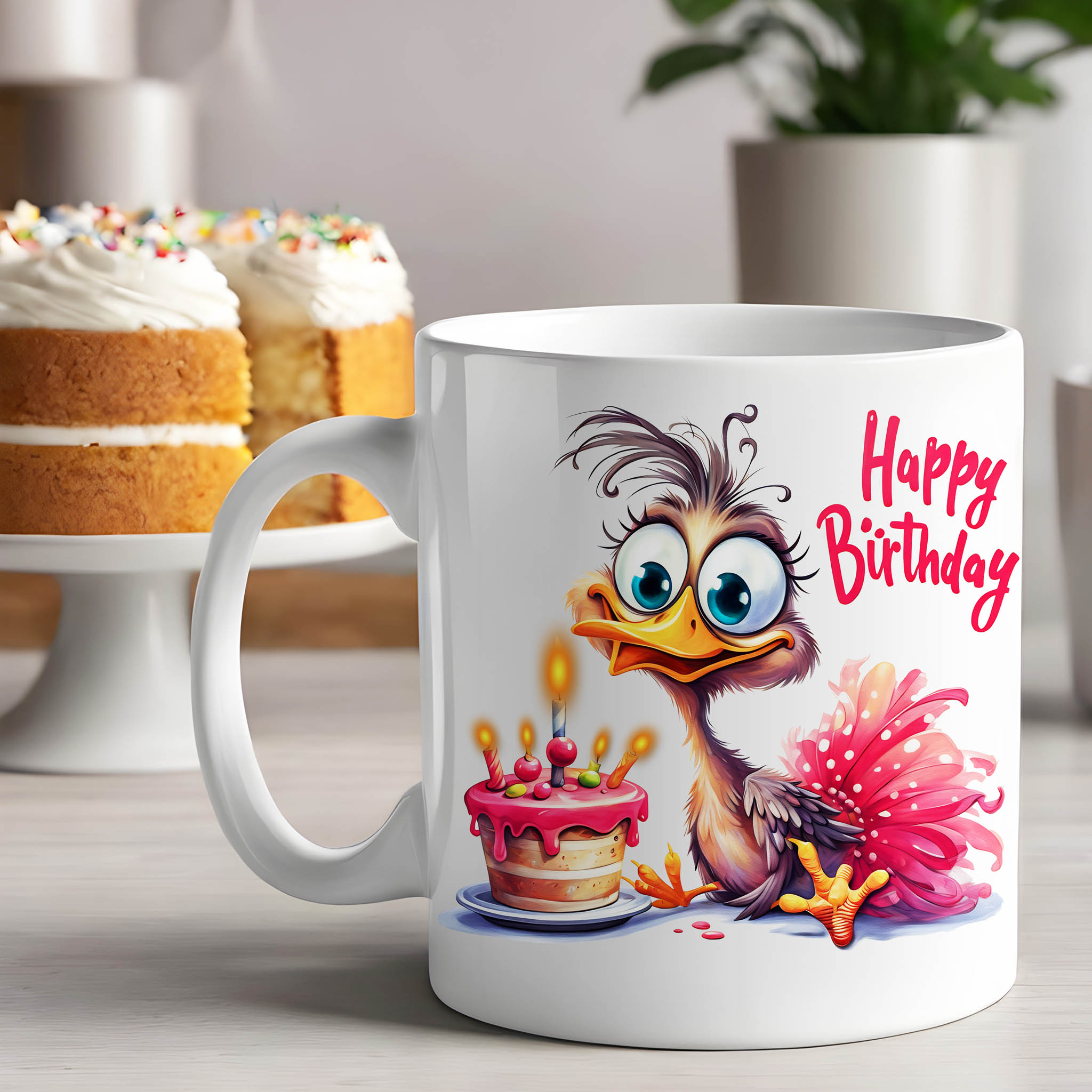 Cute "Happy Birthday" Bird American Sign Language ASL ILY I Love You Ceramic Mug, (11oz, 15oz) product thumbnail image