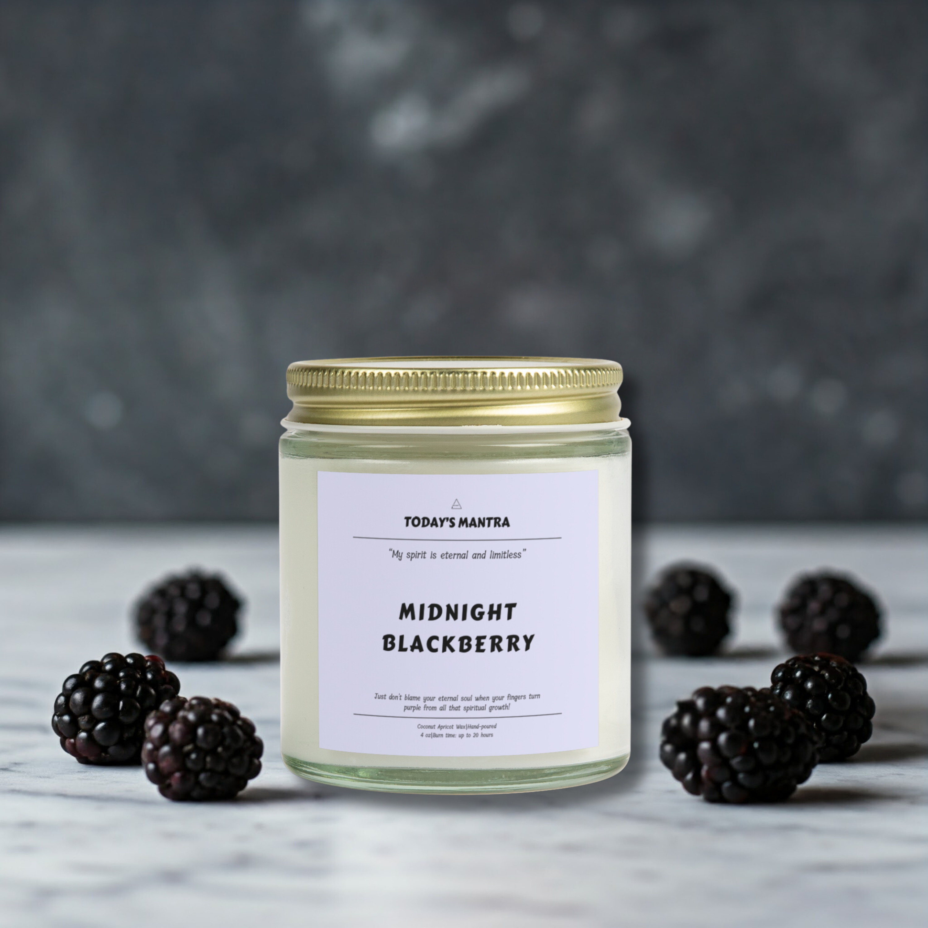 Midnight Blackberry Scented Candle | Eternal Spirit Mantra product thumbnail image Midnight Blackberry Scented Candle | Eternal Spirit Mantra product thumbnail image