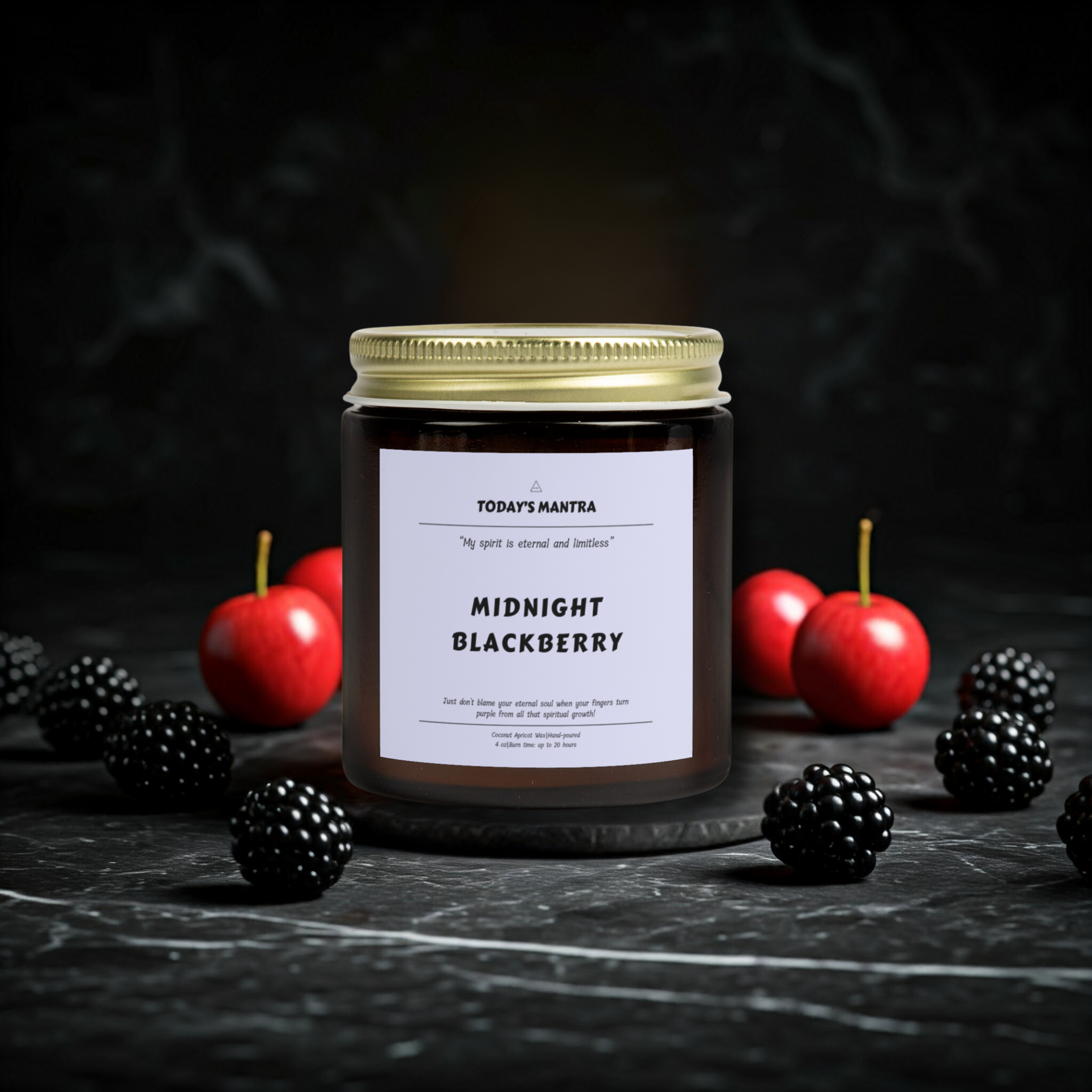 Midnight Blackberry Scented Candle | Eternal Spirit Mantra product thumbnail image Midnight Blackberry Scented Candle | Eternal Spirit Mantra product thumbnail image
