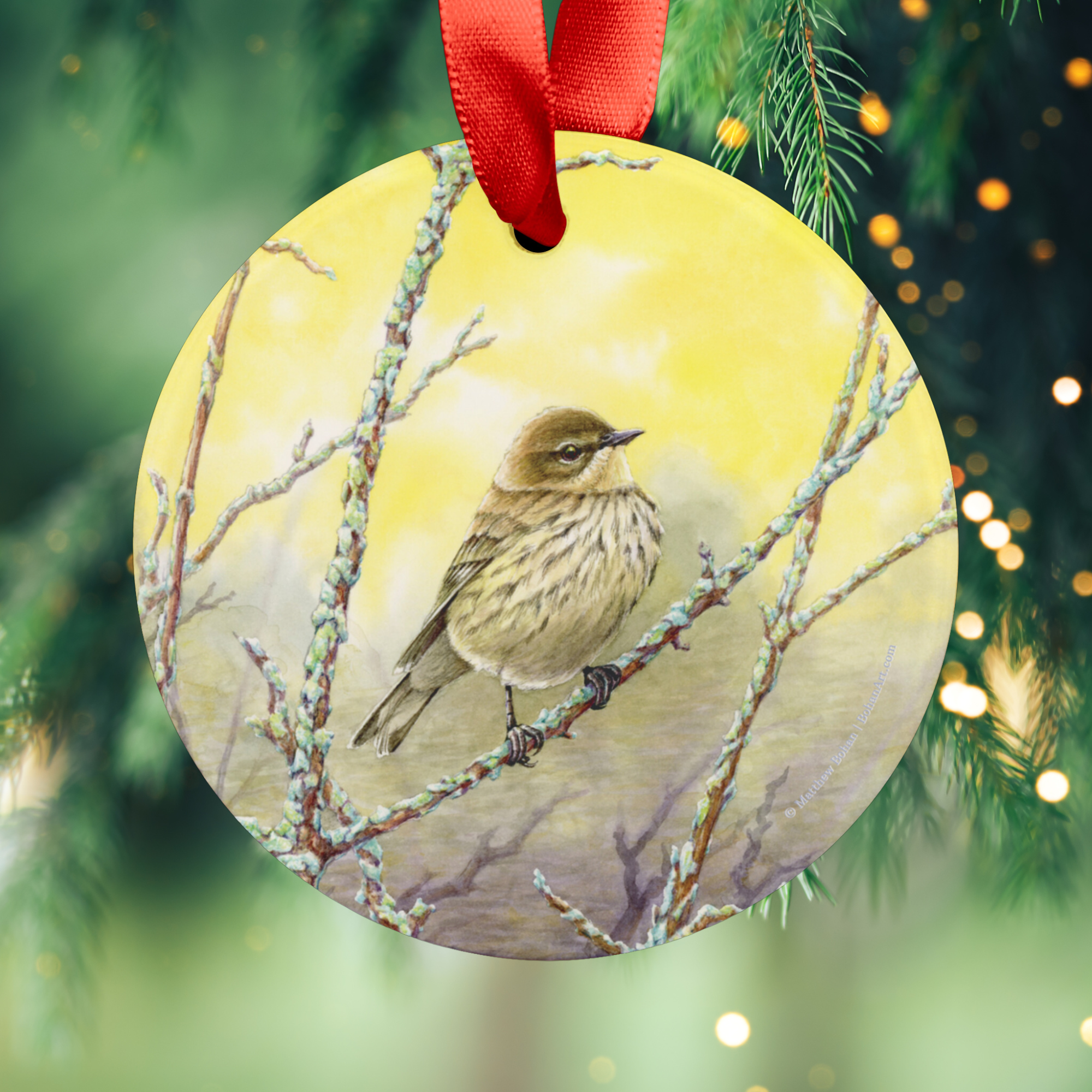 Fall Female Yellow-rumped Warbler Christmas Ornament - Birder Tree Ornament, Nature Gift for Bird Lovers Fall Female Yellow-rumped Warbler Christmas Ornament - Birder Tree Ornament, Nature Gift for Bird Lovers