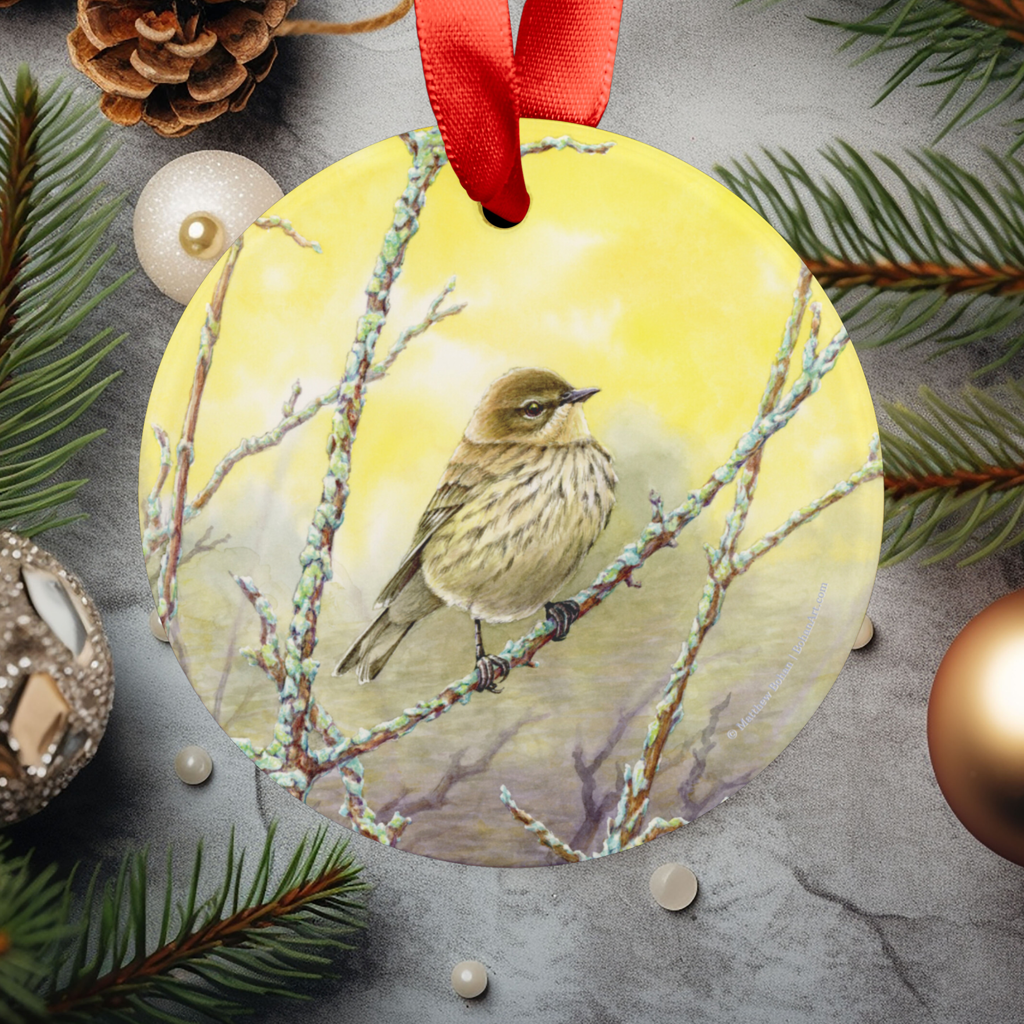 Fall Female Yellow-rumped Warbler Christmas Ornament - Birder Tree Ornament, Nature Gift for Bird Lovers product thumbnail image Fall Female Yellow-rumped Warbler Christmas Ornament - Birder Tree Ornament, Nature Gift for Bird Lovers product thumbnail image