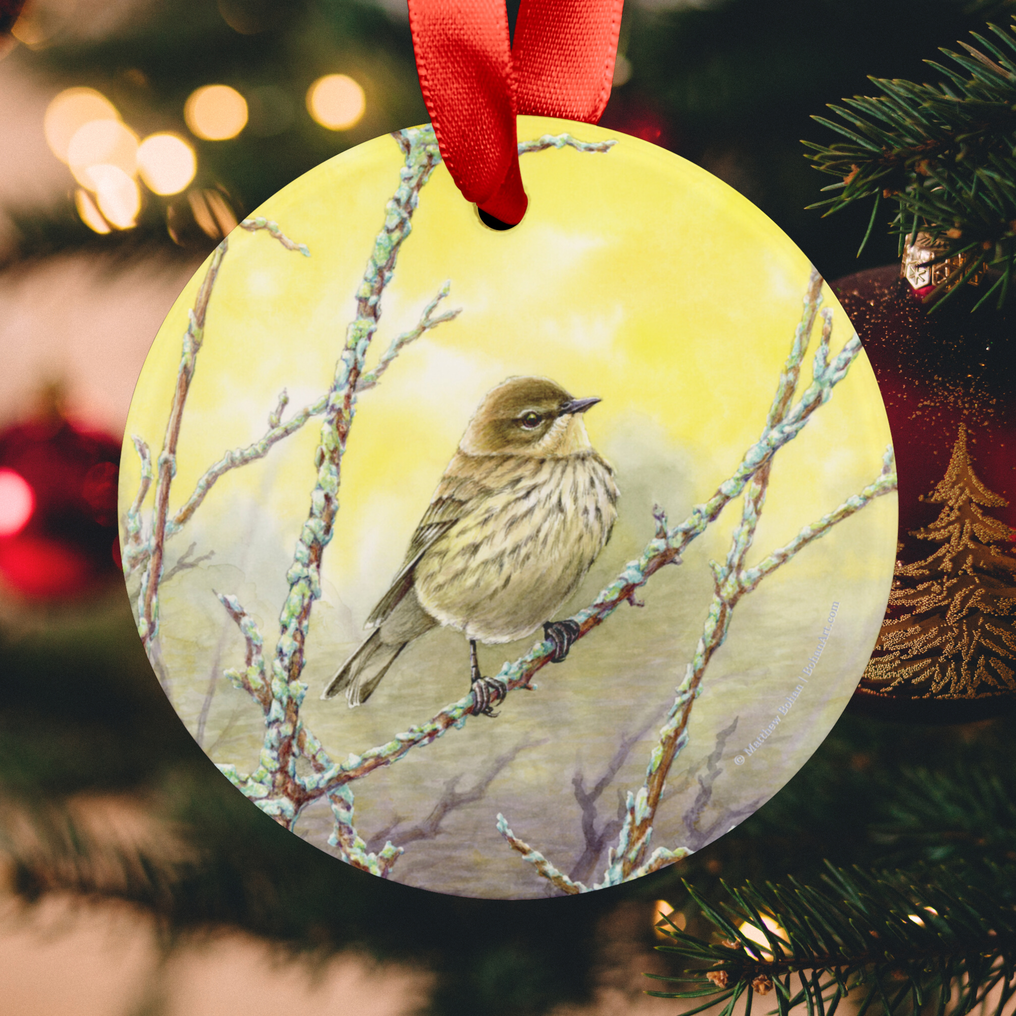 Fall Female Yellow-rumped Warbler Christmas Ornament - Birder Tree Ornament, Nature Gift for Bird Lovers product thumbnail image Fall Female Yellow-rumped Warbler Christmas Ornament - Birder Tree Ornament, Nature Gift for Bird Lovers product thumbnail image