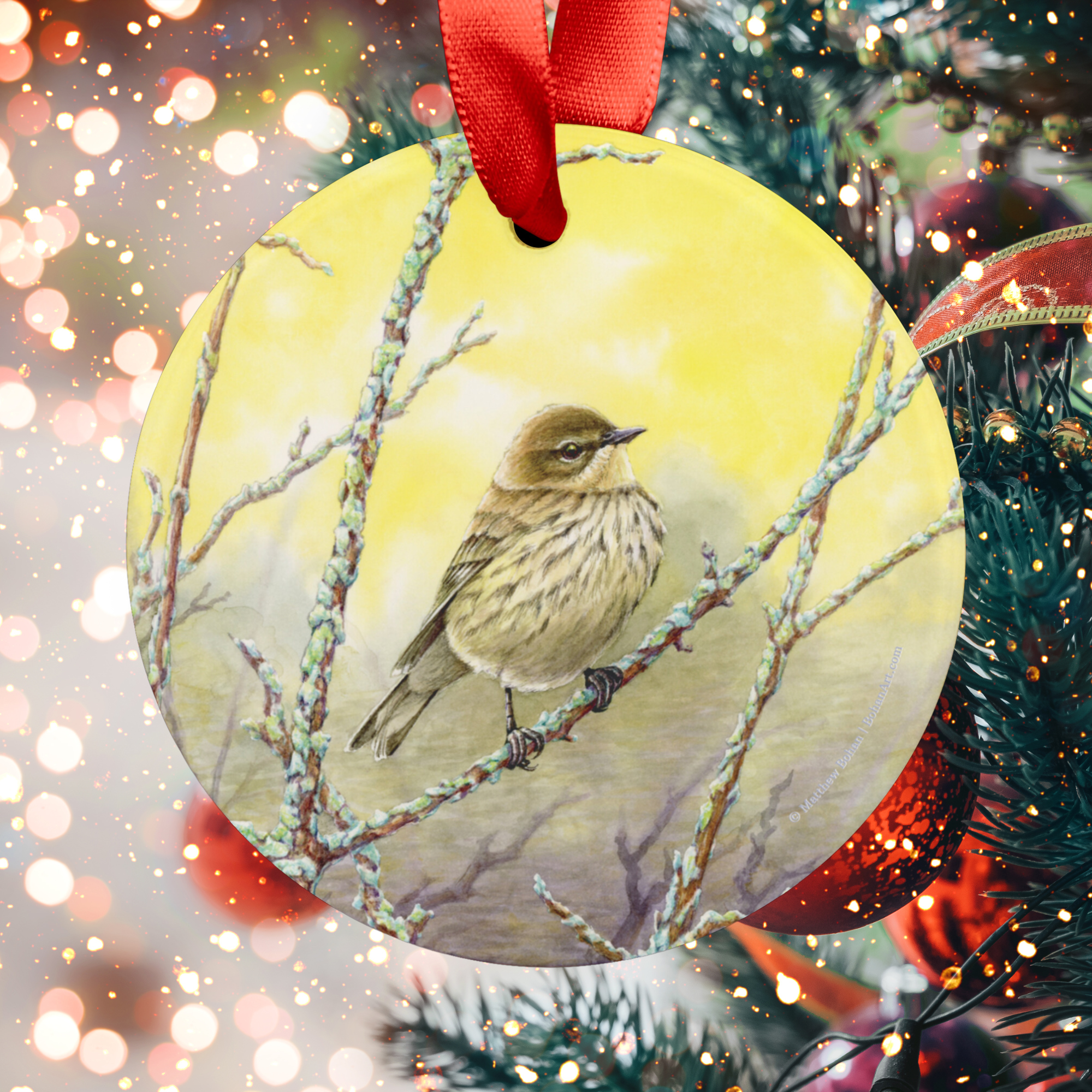 Fall Female Yellow-rumped Warbler Christmas Ornament - Birder Tree Ornament, Nature Gift for Bird Lovers product thumbnail image Fall Female Yellow-rumped Warbler Christmas Ornament - Birder Tree Ornament, Nature Gift for Bird Lovers product thumbnail image