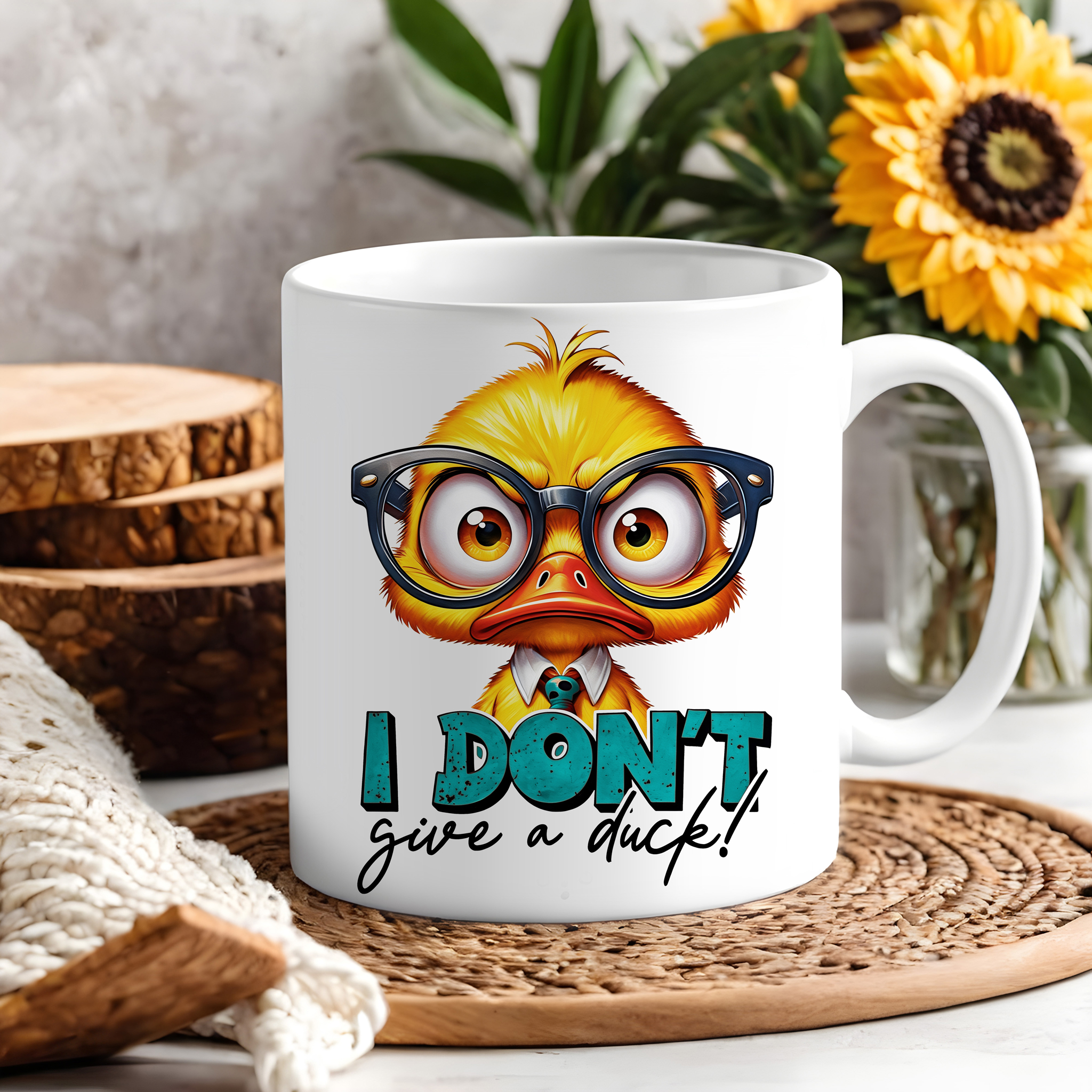 Funny Grumpy Duck "I Don't Give a Duck!" Ceramic Mug, (11oz, 15oz) product thumbnail image