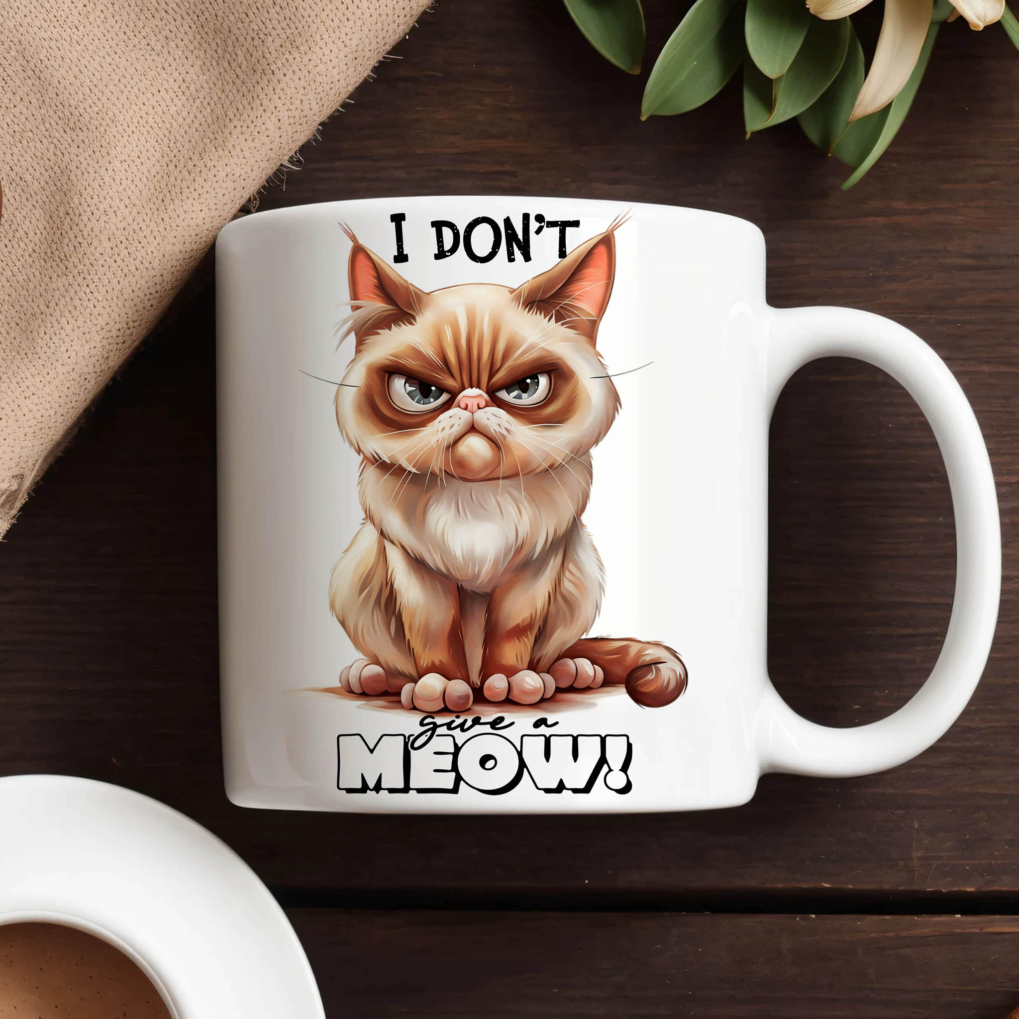 Funny Grumpy Cat "I Don't Give a Woof!" Ceramic Mug, (11oz, 15oz) product thumbnail image