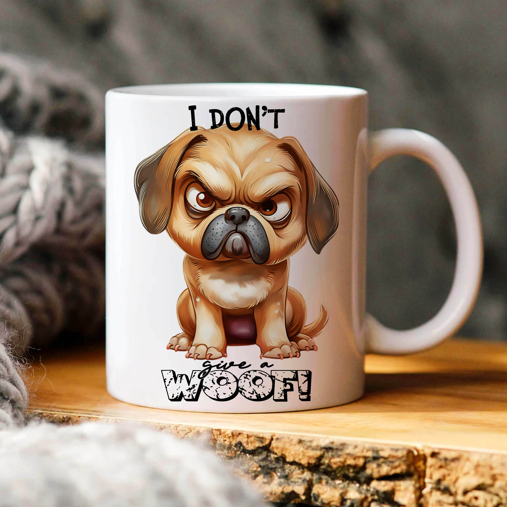 Funny Grumpy Dog "I Don't Give a Woof!" Ceramic Mug, (11oz, 15oz) product thumbnail image