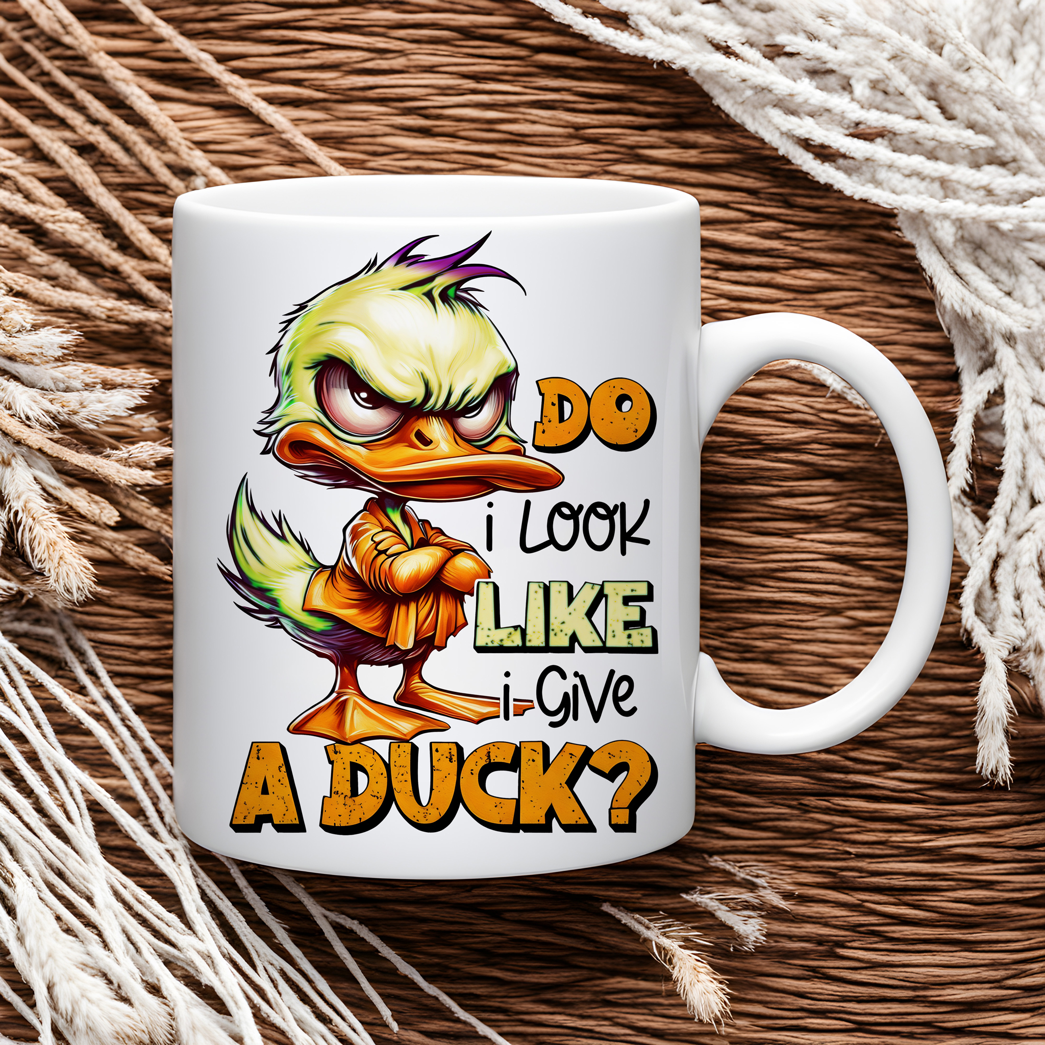 Grumpy Duck "Do I Look Like I Give A Duck?" Ceramic Mug, (11oz, 15oz) product thumbnail image Grumpy Duck "Do I Look Like I Give A Duck?" Ceramic Mug, (11oz, 15oz) product thumbnail image