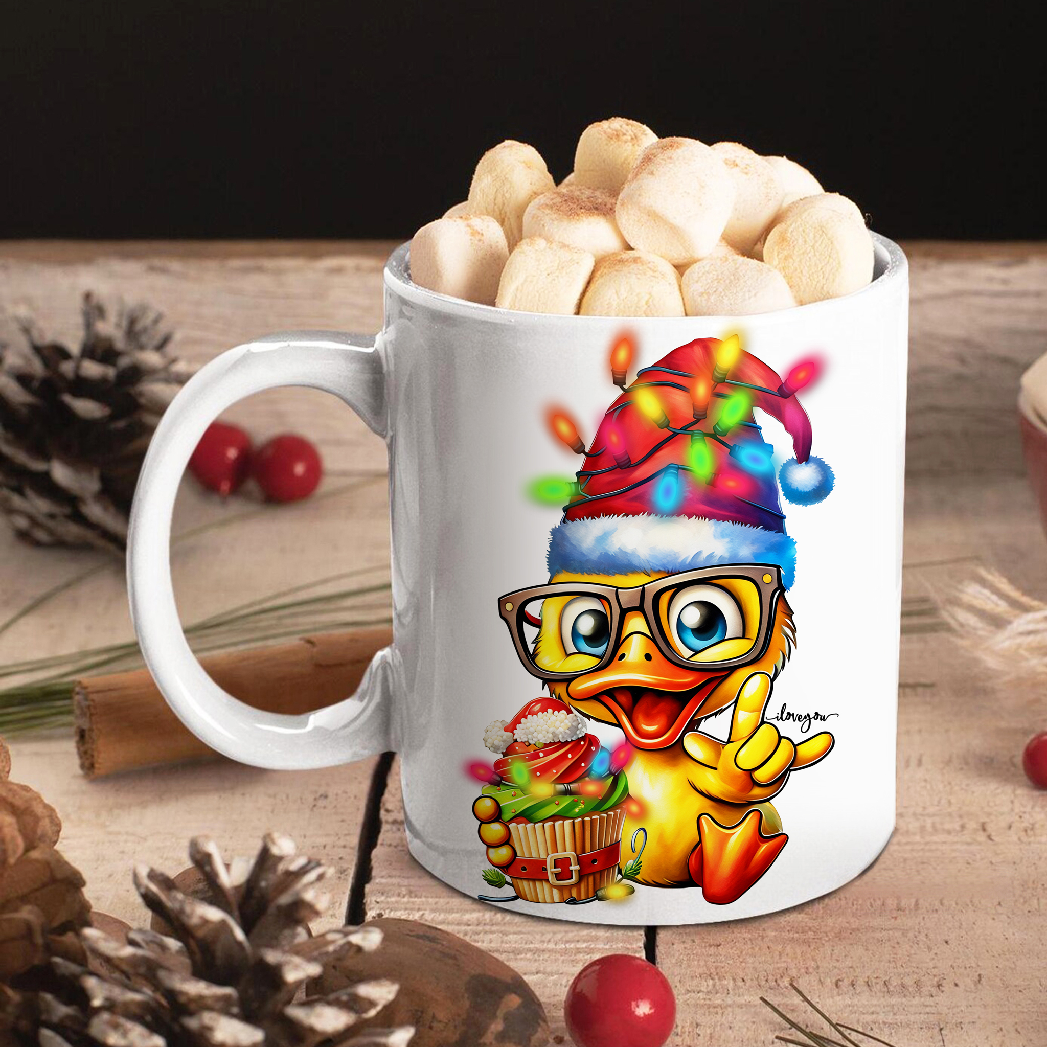 Christmas Watercolor Duck ILY ASL American Sign Language I Love You Ceramic Mug, (11oz, 15oz) product thumbnail image Christmas Watercolor Duck ILY ASL American Sign Language I Love You Ceramic Mug, (11oz, 15oz) product thumbnail image