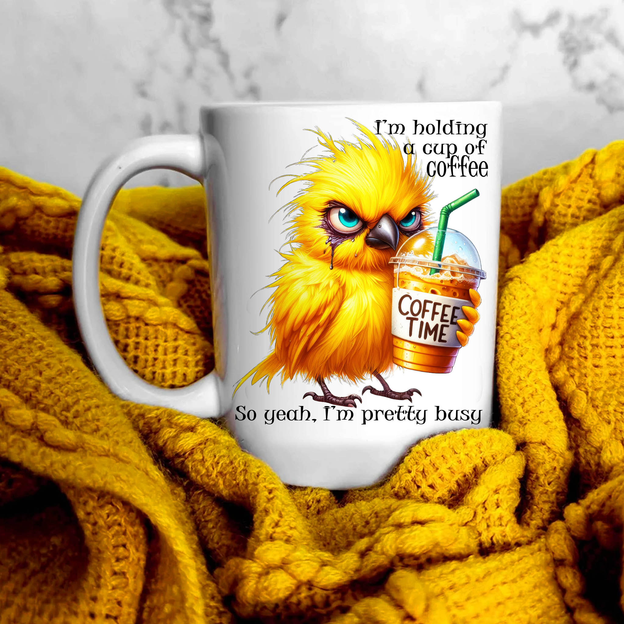 Grumpy Watercolor Bird Coffee Ceramic Mug, (11oz, 15oz) product thumbnail image Grumpy Watercolor Bird Coffee Ceramic Mug, (11oz, 15oz) product thumbnail image