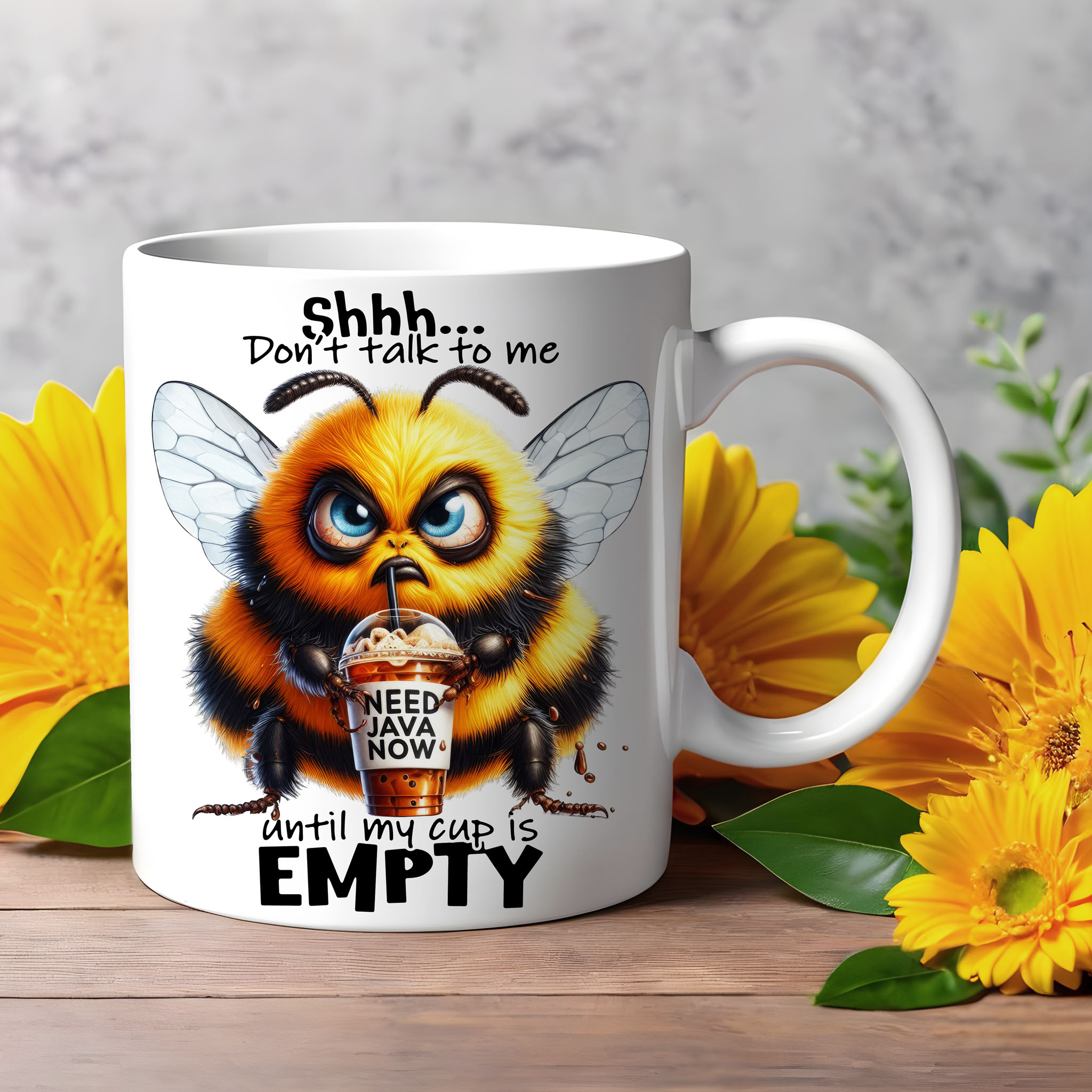Grumpy Watercolor Bumble Bee Coffee Ceramic Mug, (11oz, 15oz) product thumbnail image Grumpy Watercolor Bumble Bee Coffee Ceramic Mug, (11oz, 15oz) product thumbnail image