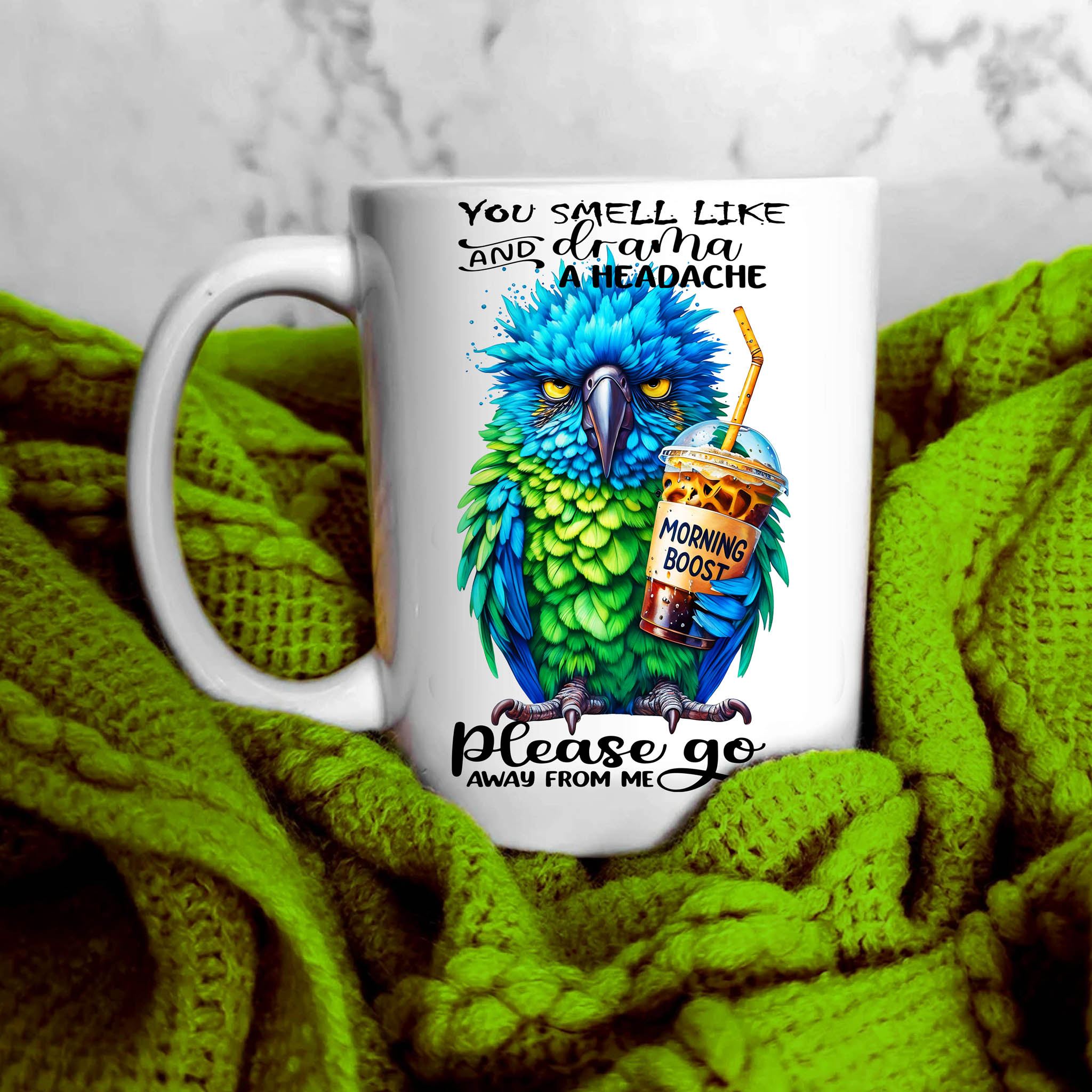 Grumpy Watercolor Bird Coffee Ceramic Mug, (11oz, 15oz) product thumbnail image