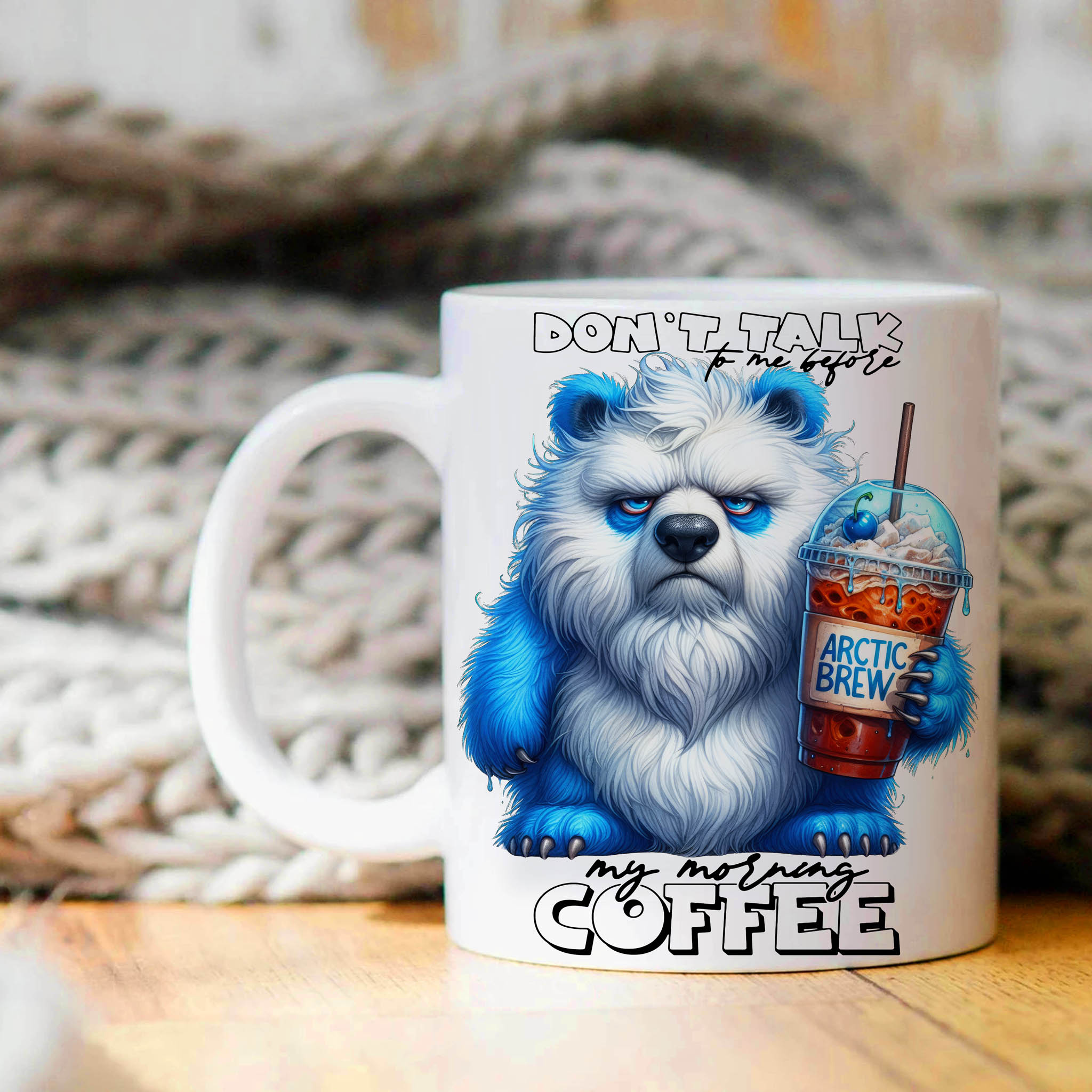 Grumpy Watercolor Bear Coffee Ceramic Mug, (11oz, 15oz) product thumbnail image