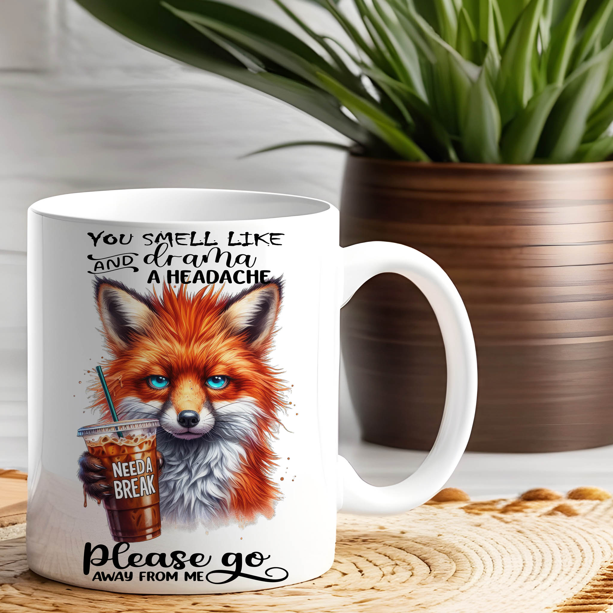 Grumpy Watercolor Fox Coffee Ceramic Mug, (11oz, 15oz)