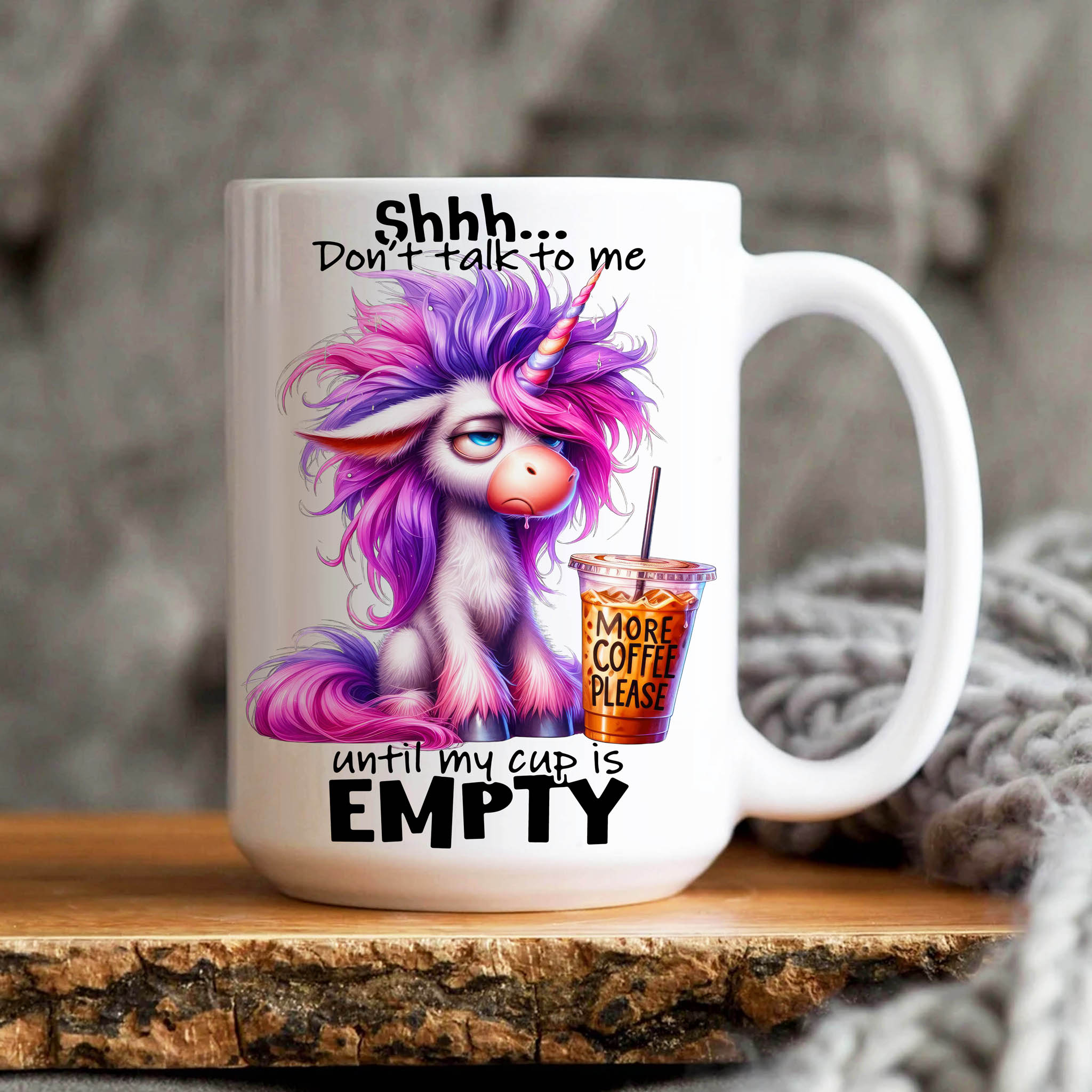 Grumpy Watercolor Unicorn Coffee Ceramic Mug, (11oz, 15oz)