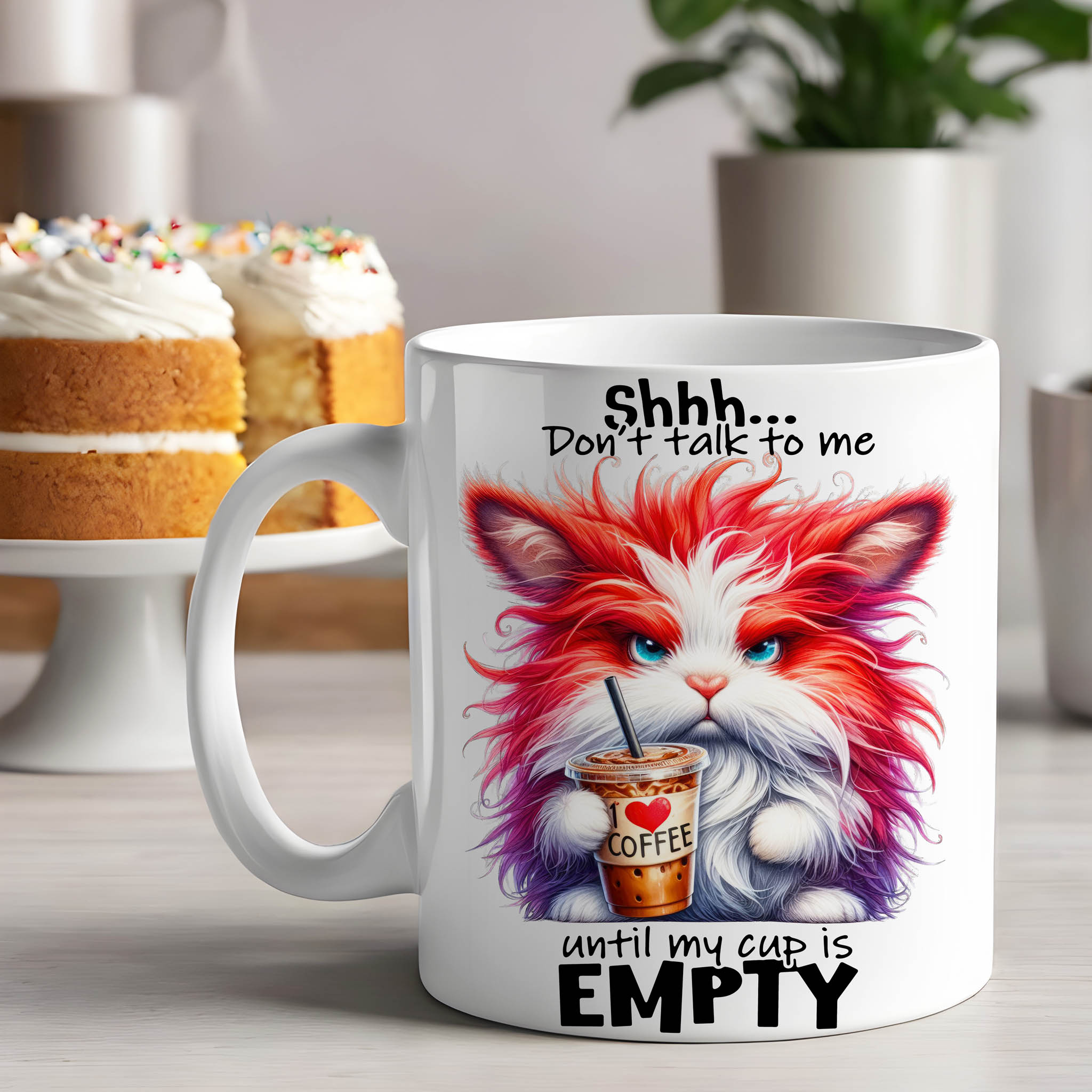 Grumpy Watercolor Rabbit Coffee Ceramic Mug, (11oz, 15oz)