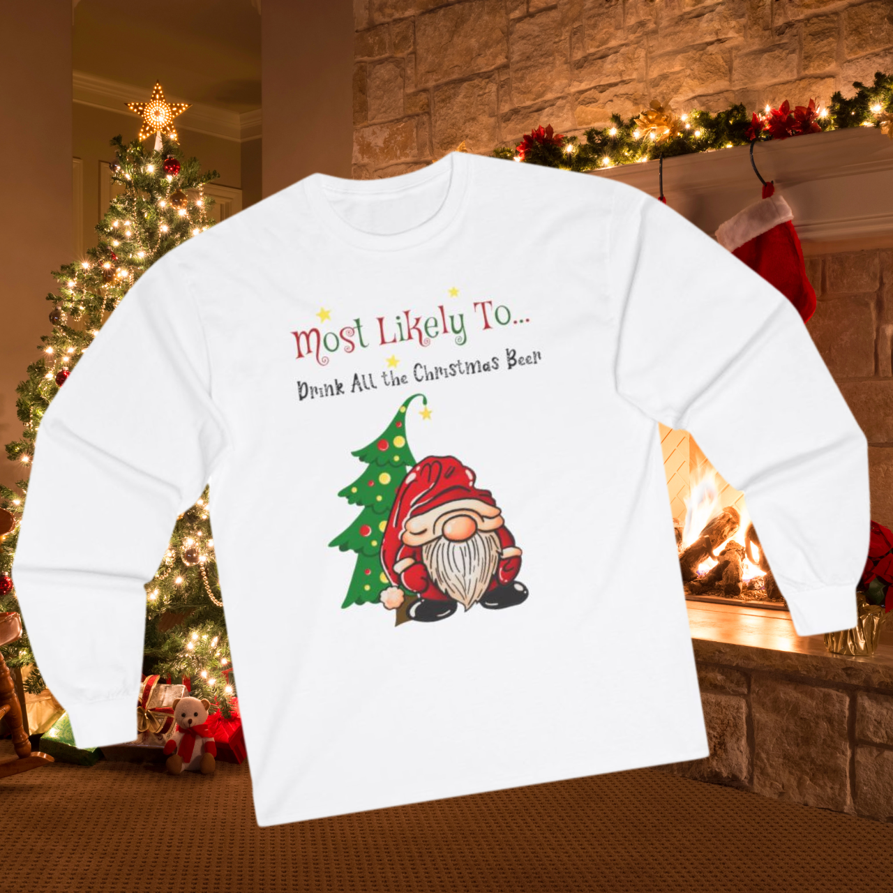 "Most Likely to Drink All the Christmas Beer" Long Sleeve Ultra Cotton Tee – Classic Holiday Comfort