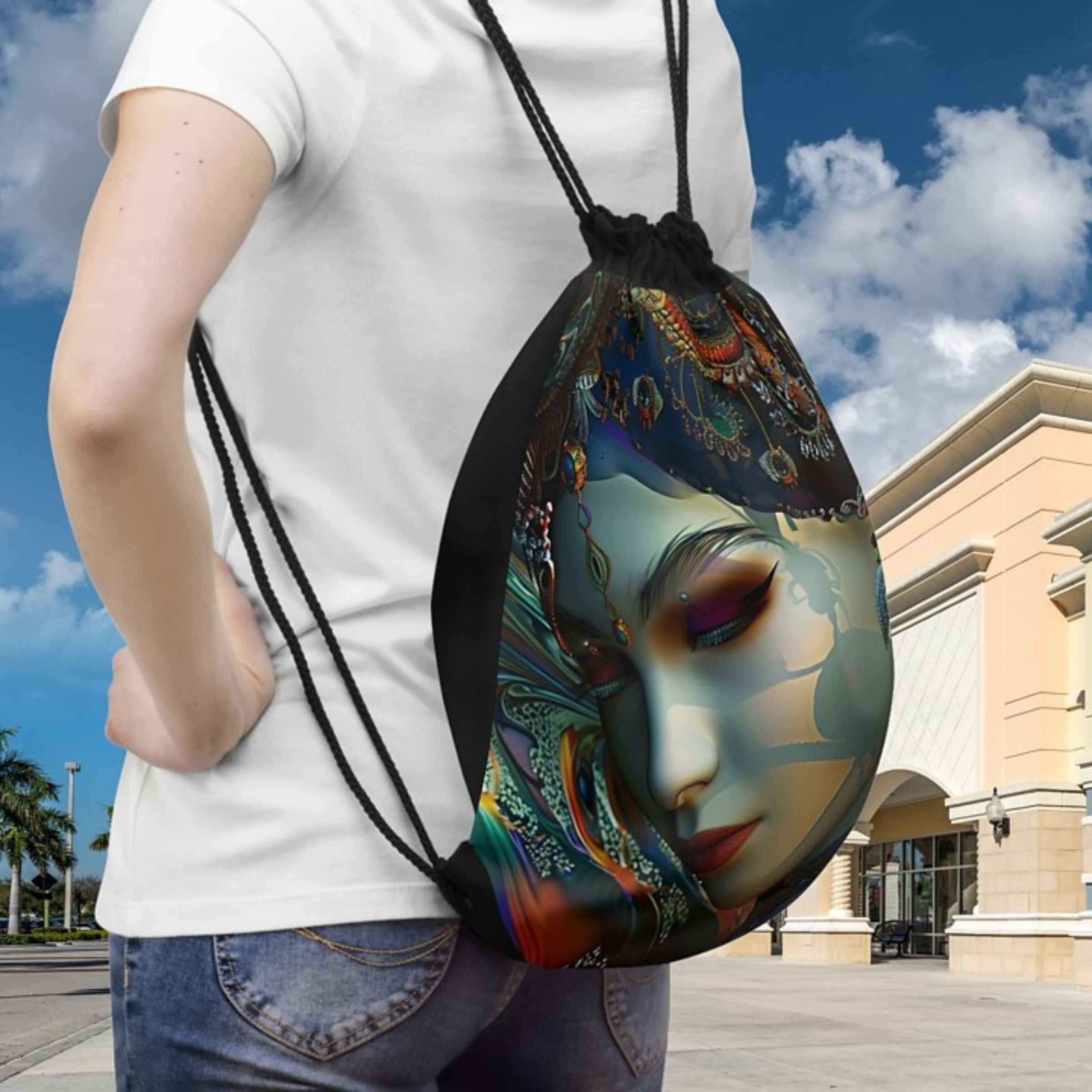 Venice Mask Queen Drawstring Bag product thumbnail image Venice Mask Queen Drawstring Bag product thumbnail image