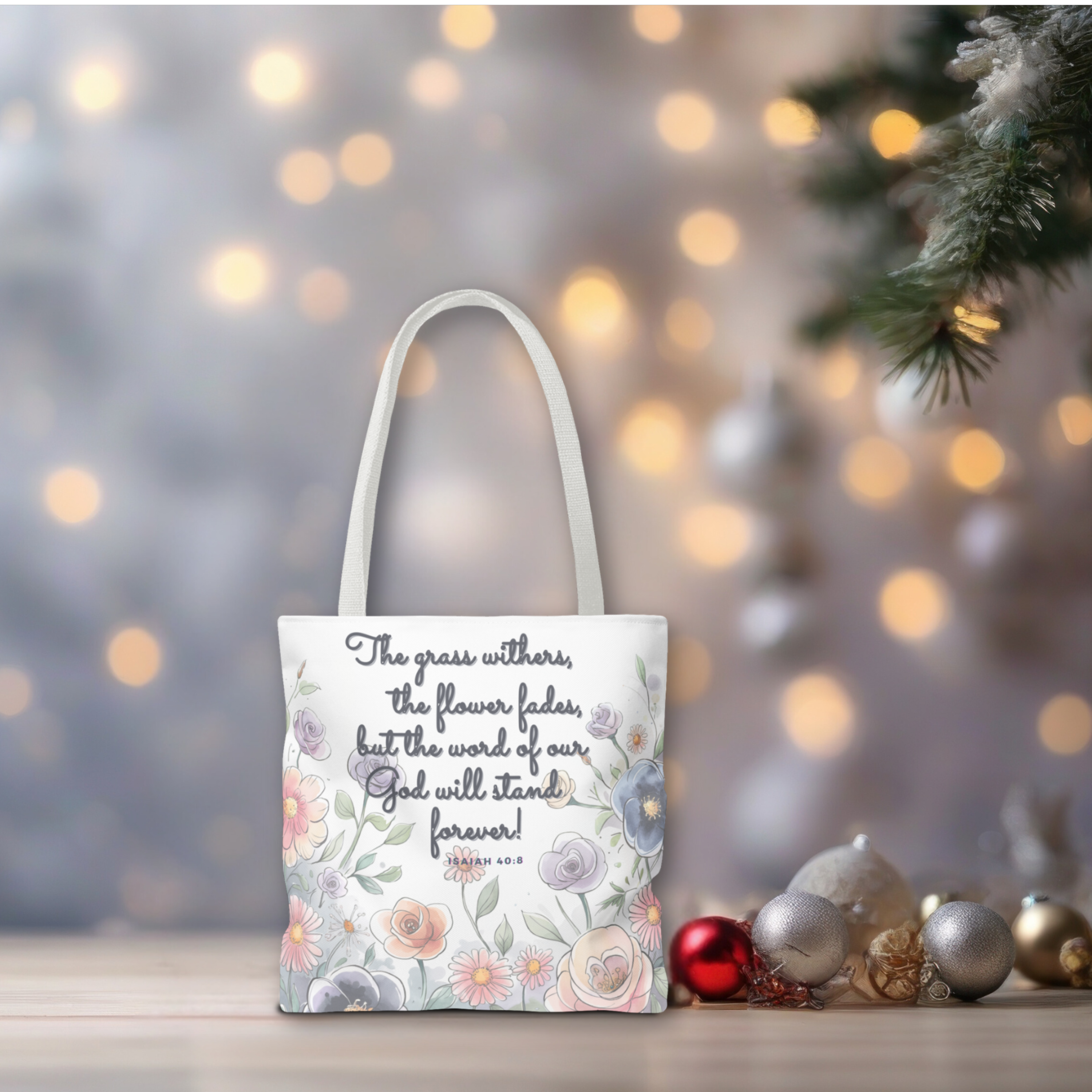 Blossoming Faith Tote Bag | Uplifting Botanical Design | Eco-Friendly Carryall product thumbnail image Blossoming Faith Tote Bag | Uplifting Botanical Design | Eco-Friendly Carryall product thumbnail image