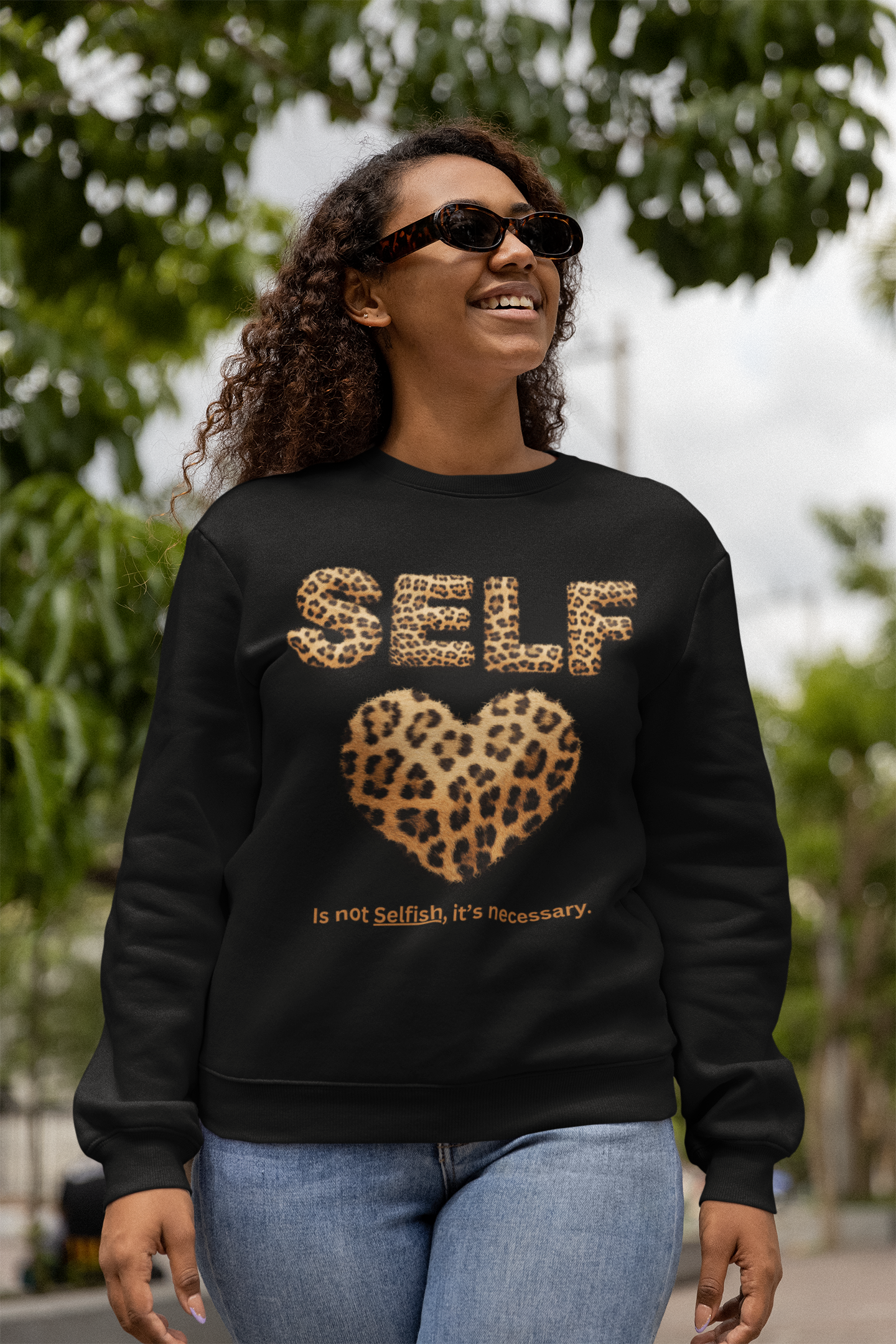 "Self-Love is not Selfish" Unisex Midweight Soft style Fleece Crewneck Sweatshirt