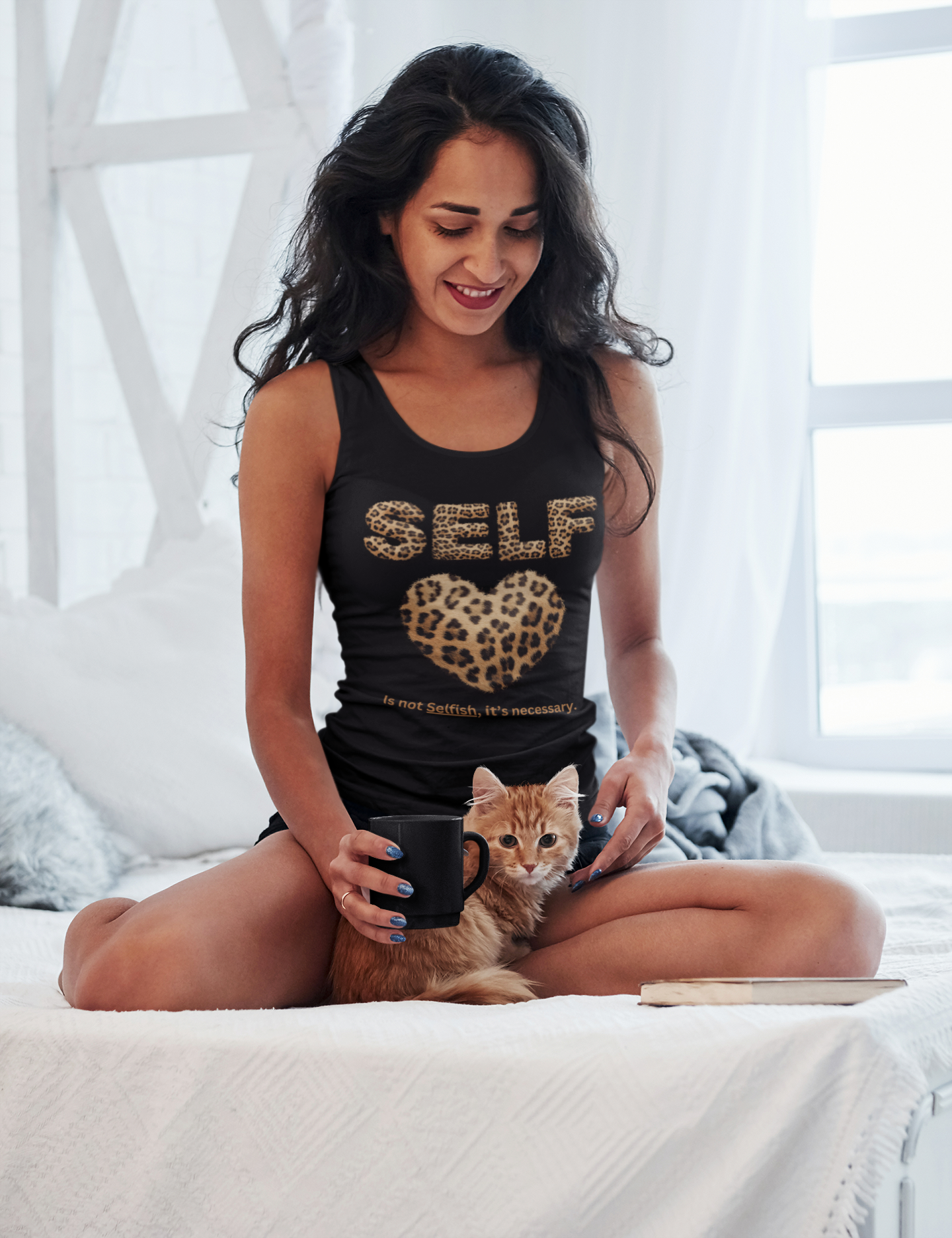 "Self-Love is not Selfish" Women's Spaghetti Strap Tank Top product thumbnail image
