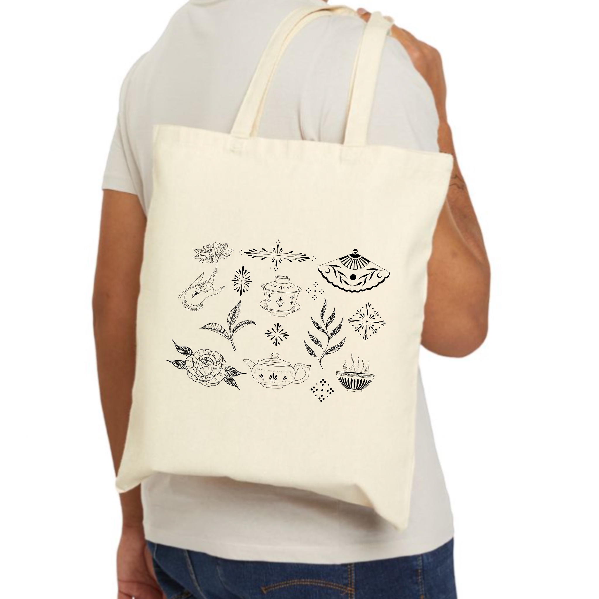 Tea time Cotton Canvas Tote Bag