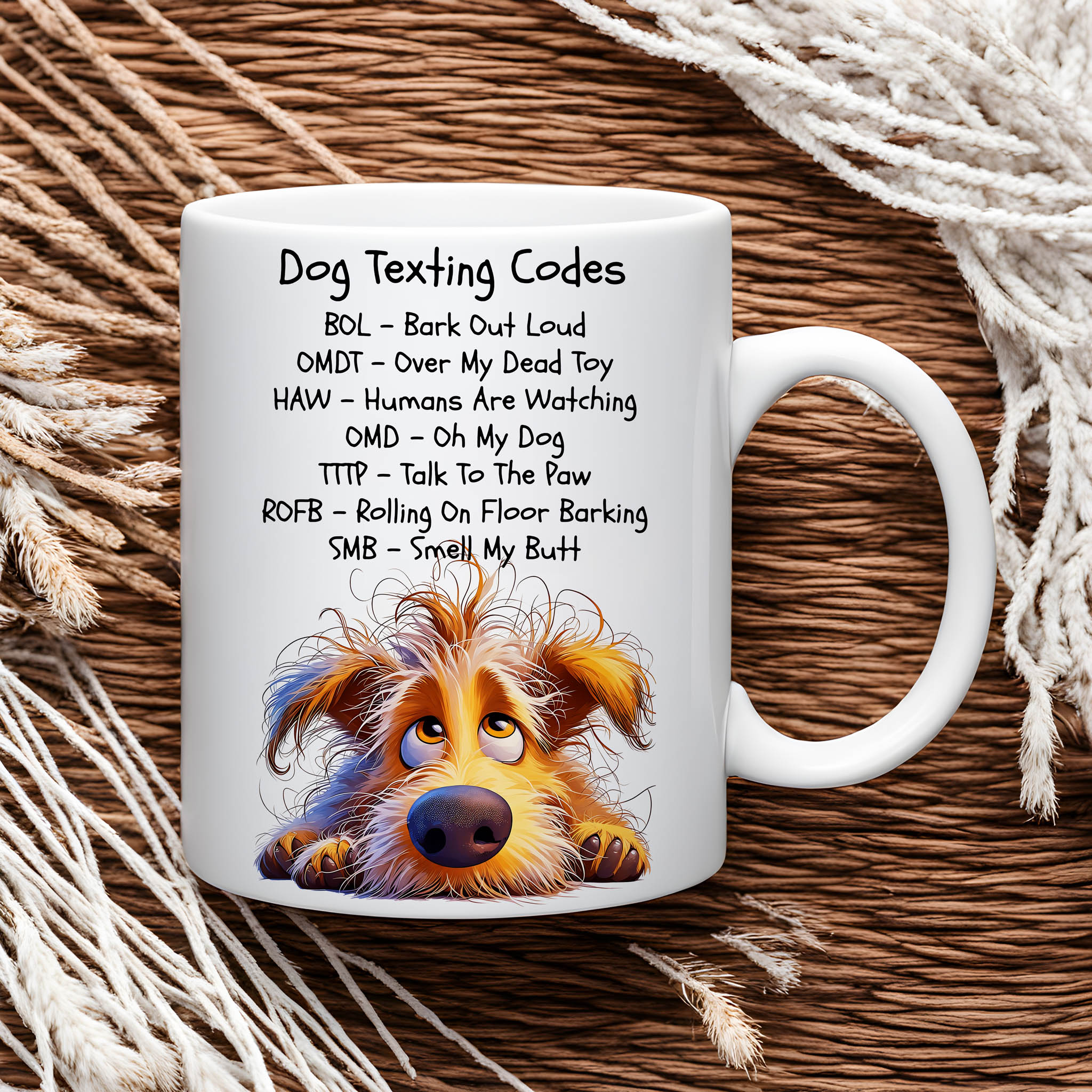 Cute and Funny Dog Texting Codes Ceramic Mug, (11oz, 15oz) product thumbnail image