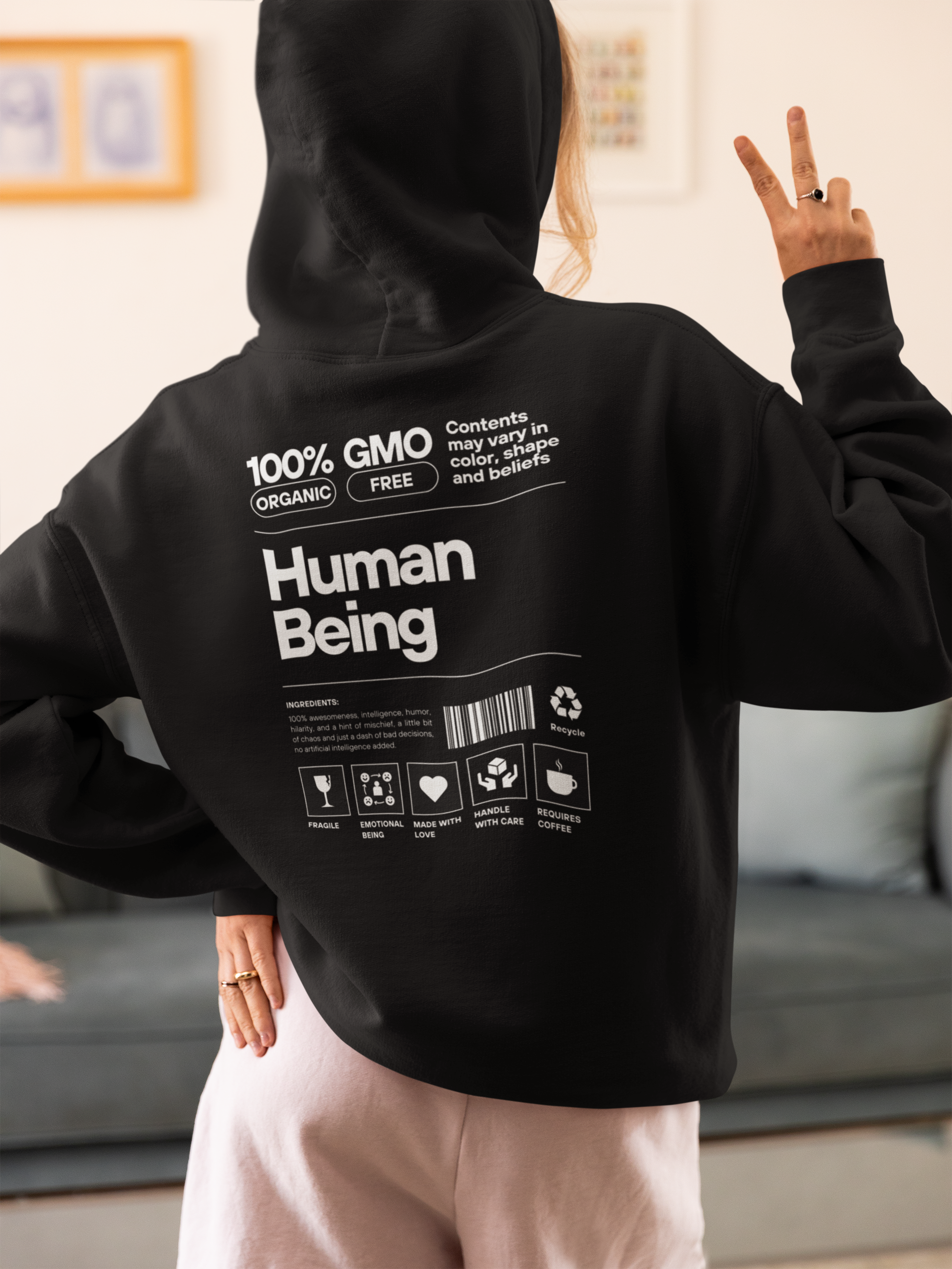 Funny Human Being Ingredient Hoodie product thumbnail image Funny Human Being Ingredient Hoodie product thumbnail image
