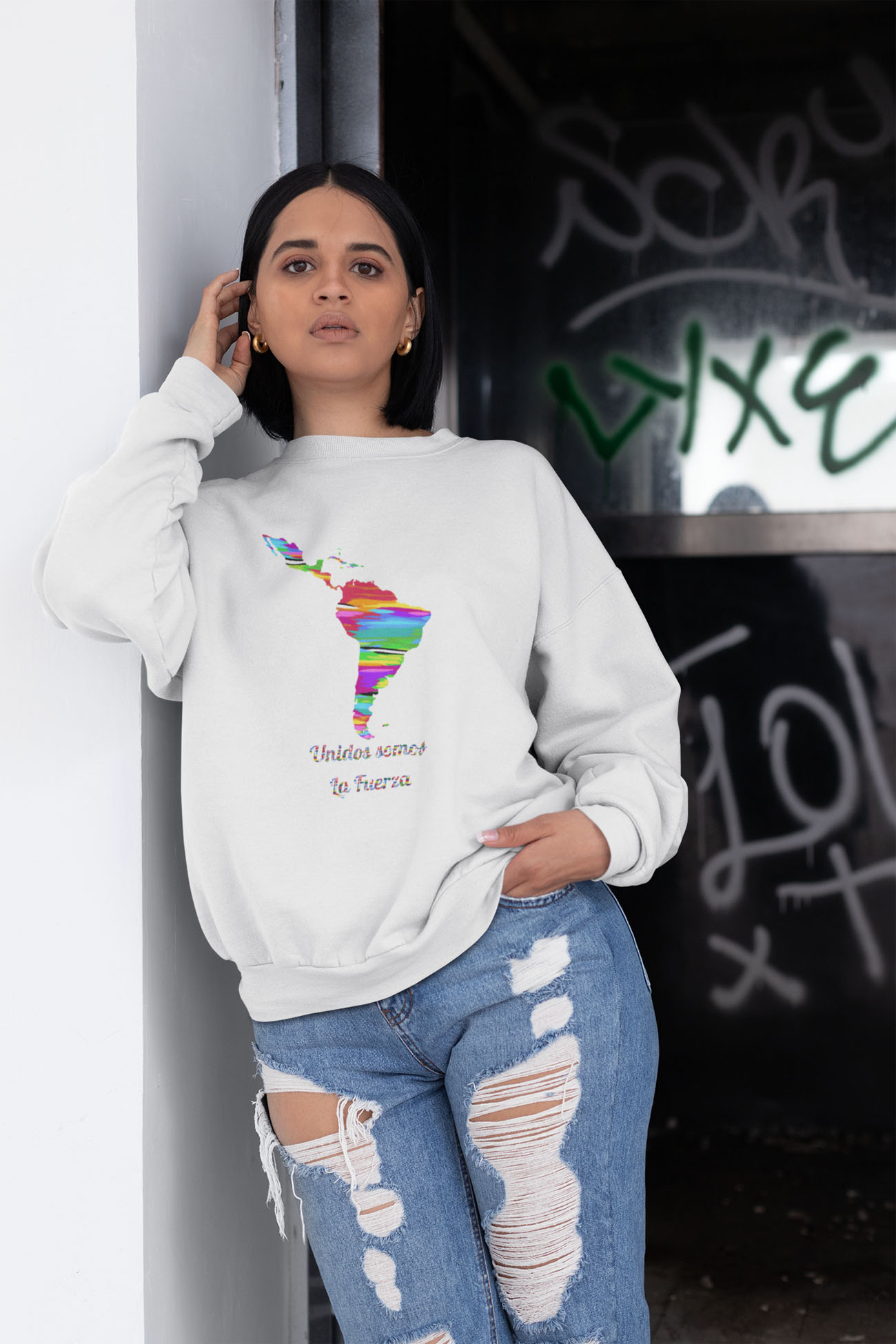 WildHooman Unisex Sweatshirt, Unidos Somos La Fuerza - Cozy Crewneck  product thumbnail image