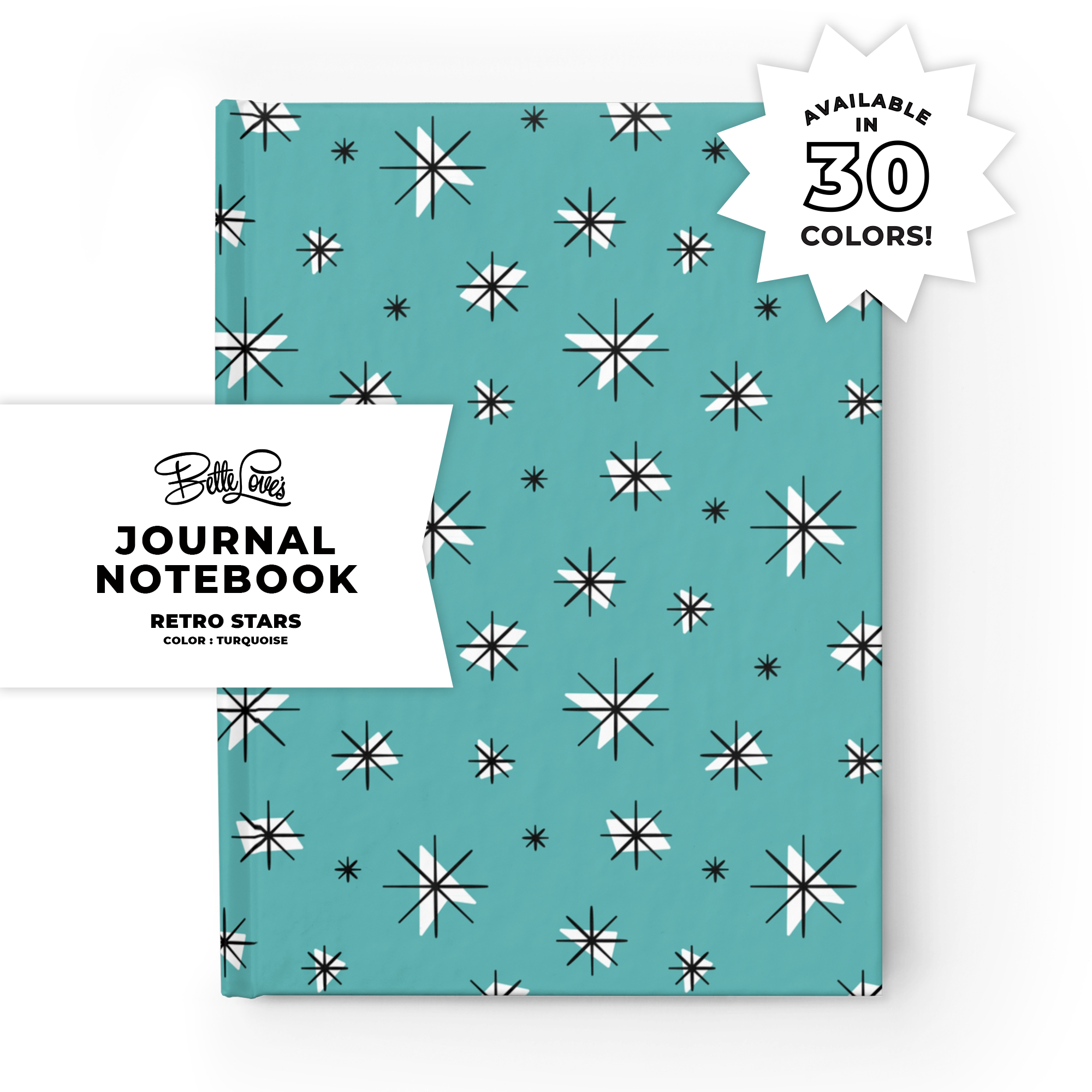 Retro Stars Journal in Turquoise Retro Stars Journal in Turquoise