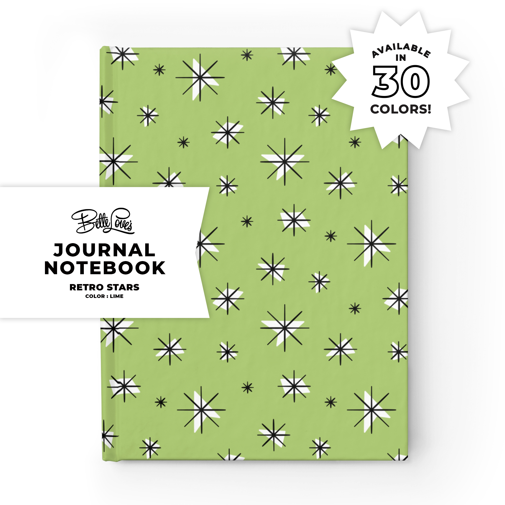 Retro Stars Journal in Lime Retro Stars Journal in Lime