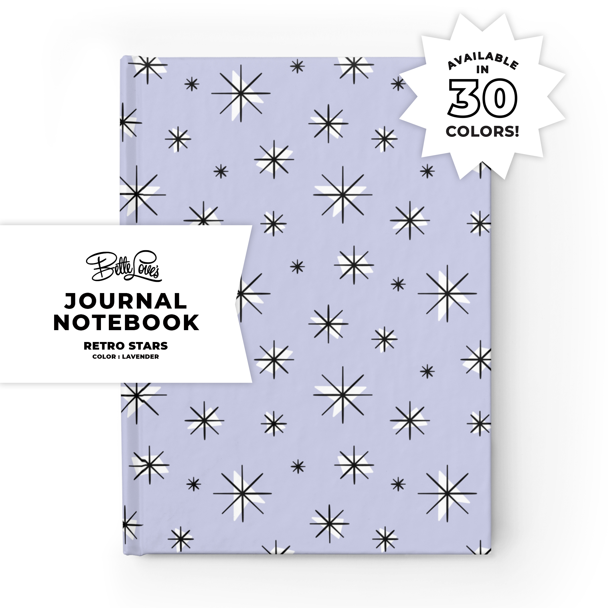 Retro Stars Journal in Lavender