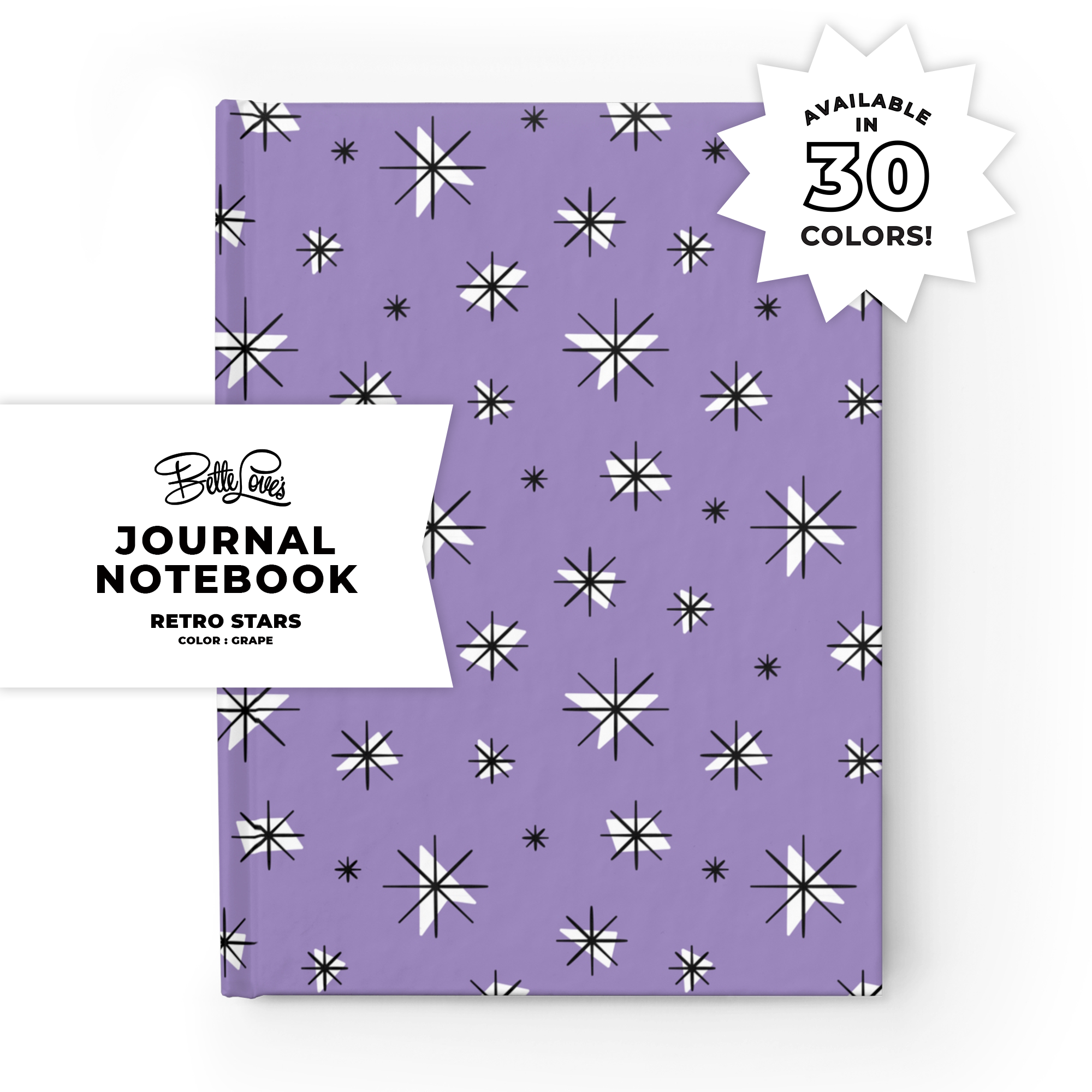 Retro Stars Journal in Grape